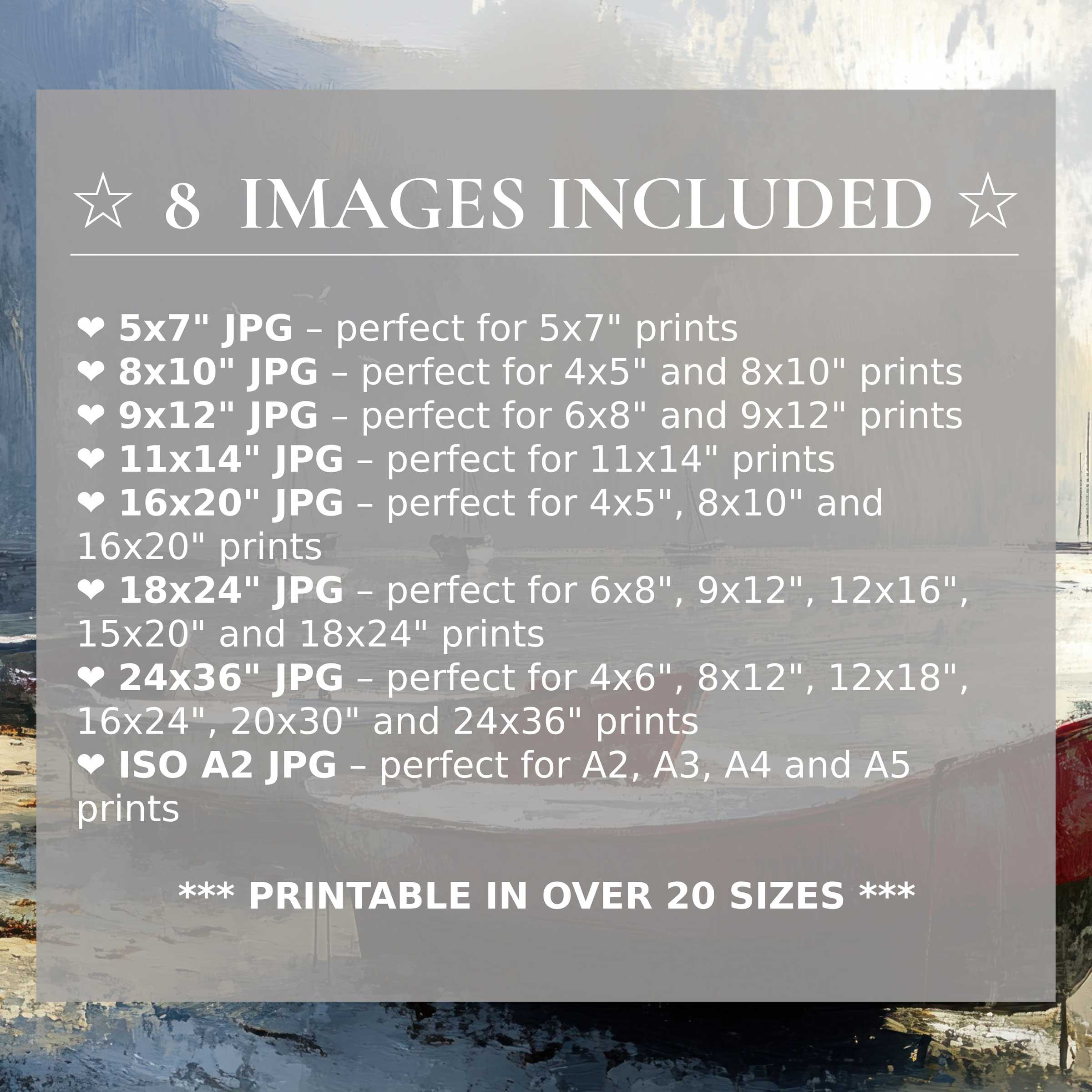 Radiant beach digital print in soothing azure and sandy beige tones, elevating modern interiors with 8 included sizes for versatile, stylish décor