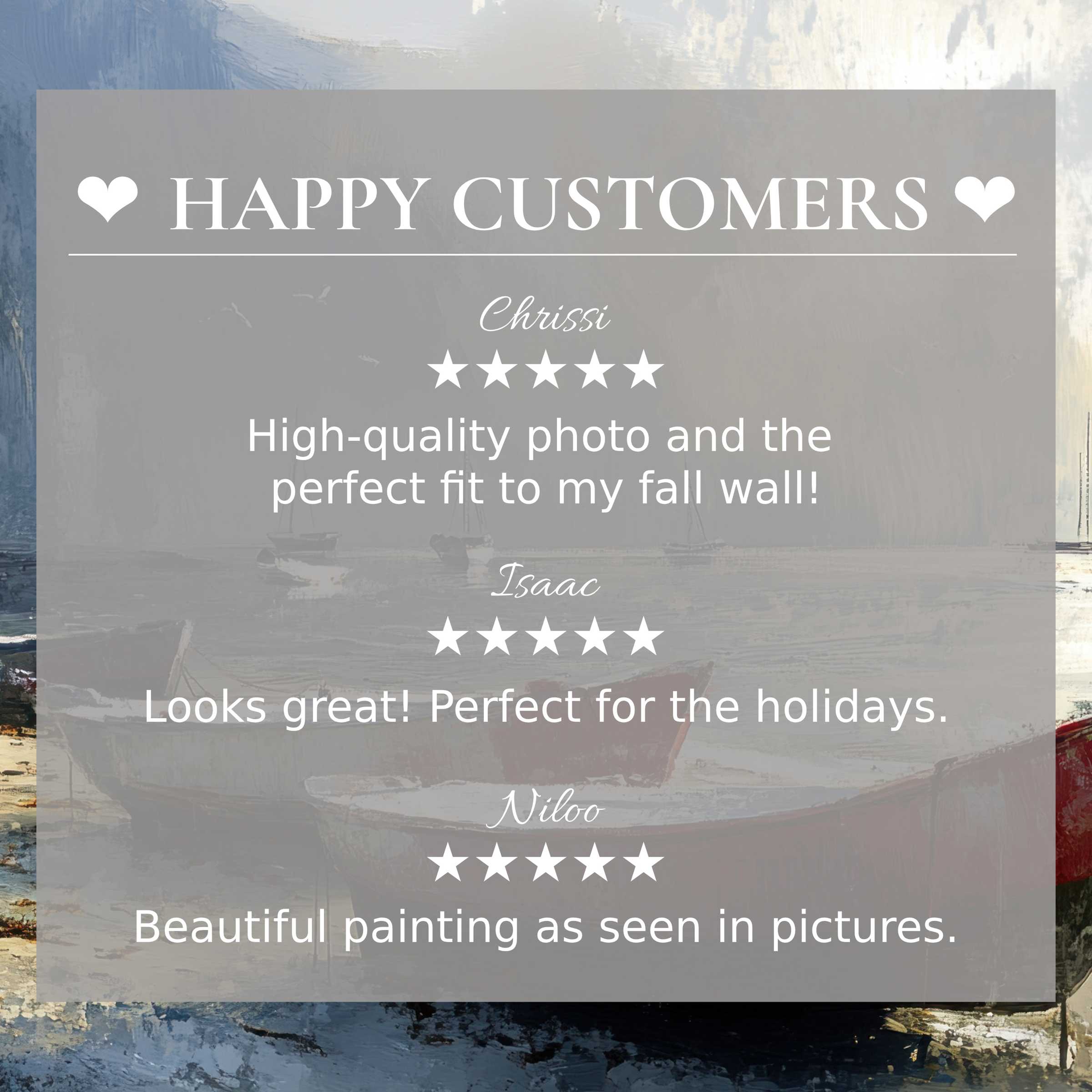 Refined beach art for Frame TV with abstract muted sunset hues, showcasing happy customer reviews and elegant design trust