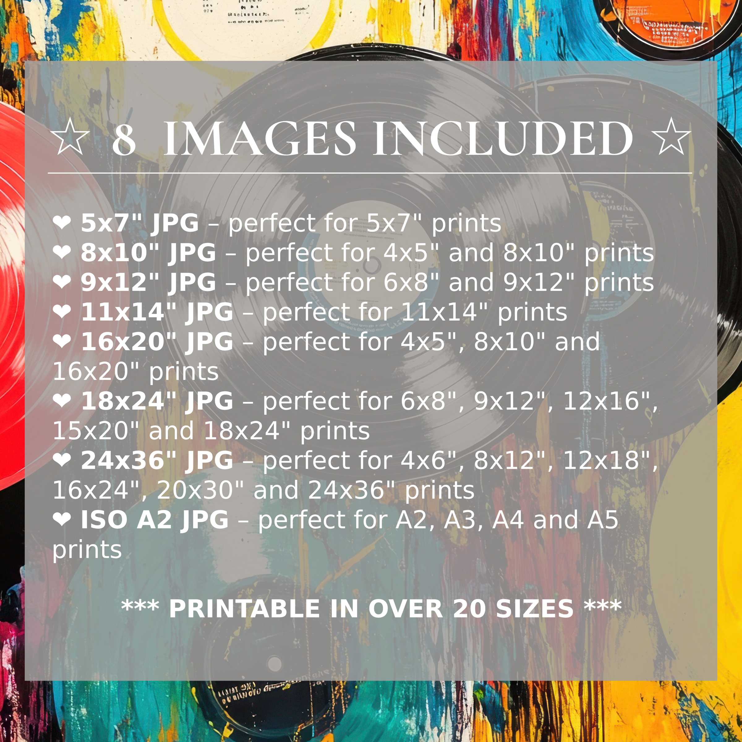 Vibrant pop art digital print radiates bold reds, yellows, and blues, elevating modern interiors with style and versatile 8-size download