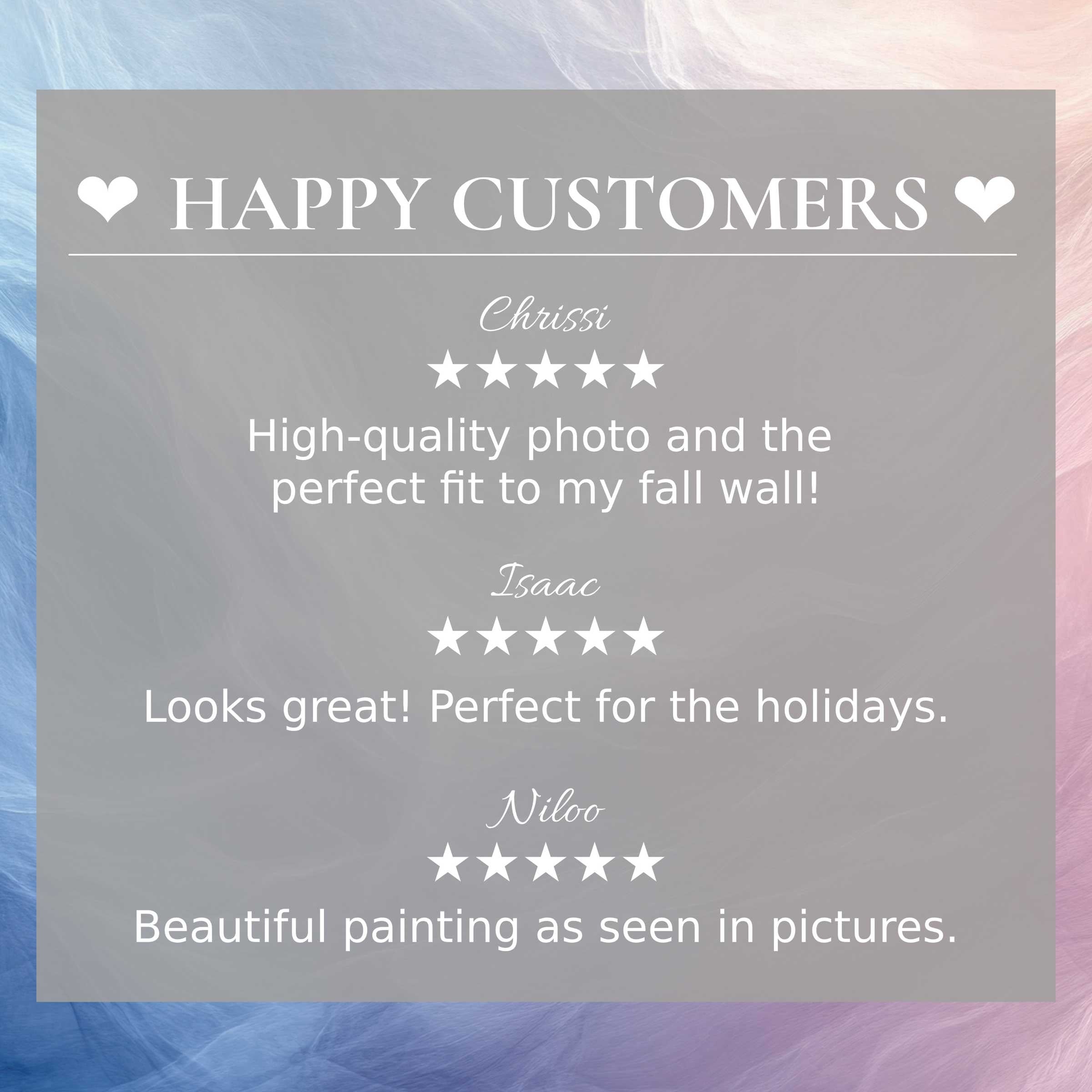 Elegant abstract art for Frame TV with soft sunset hues, showcasing happy customer reviews that inspire trust and style