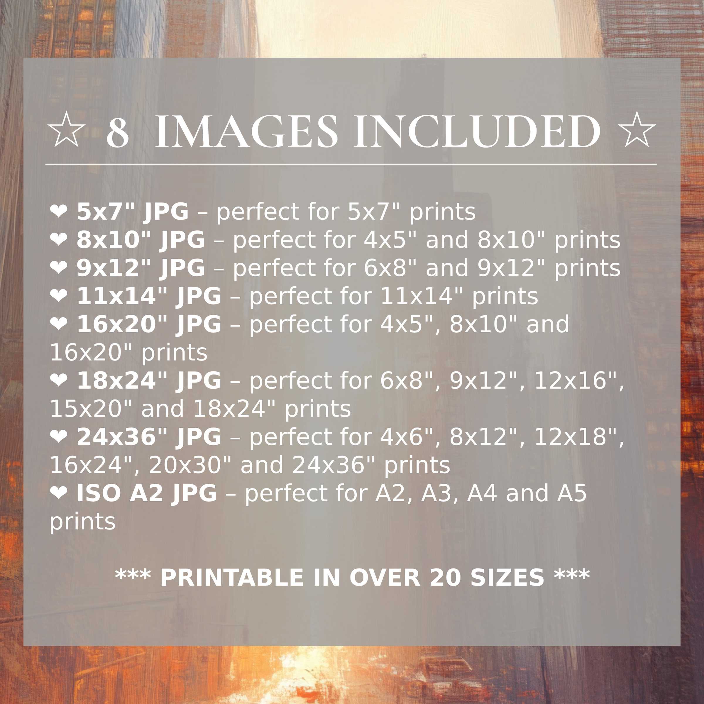 Urban digital print radiates warm amber and soft taupe hues, delivering versatile elegance across 8 premium sizes included