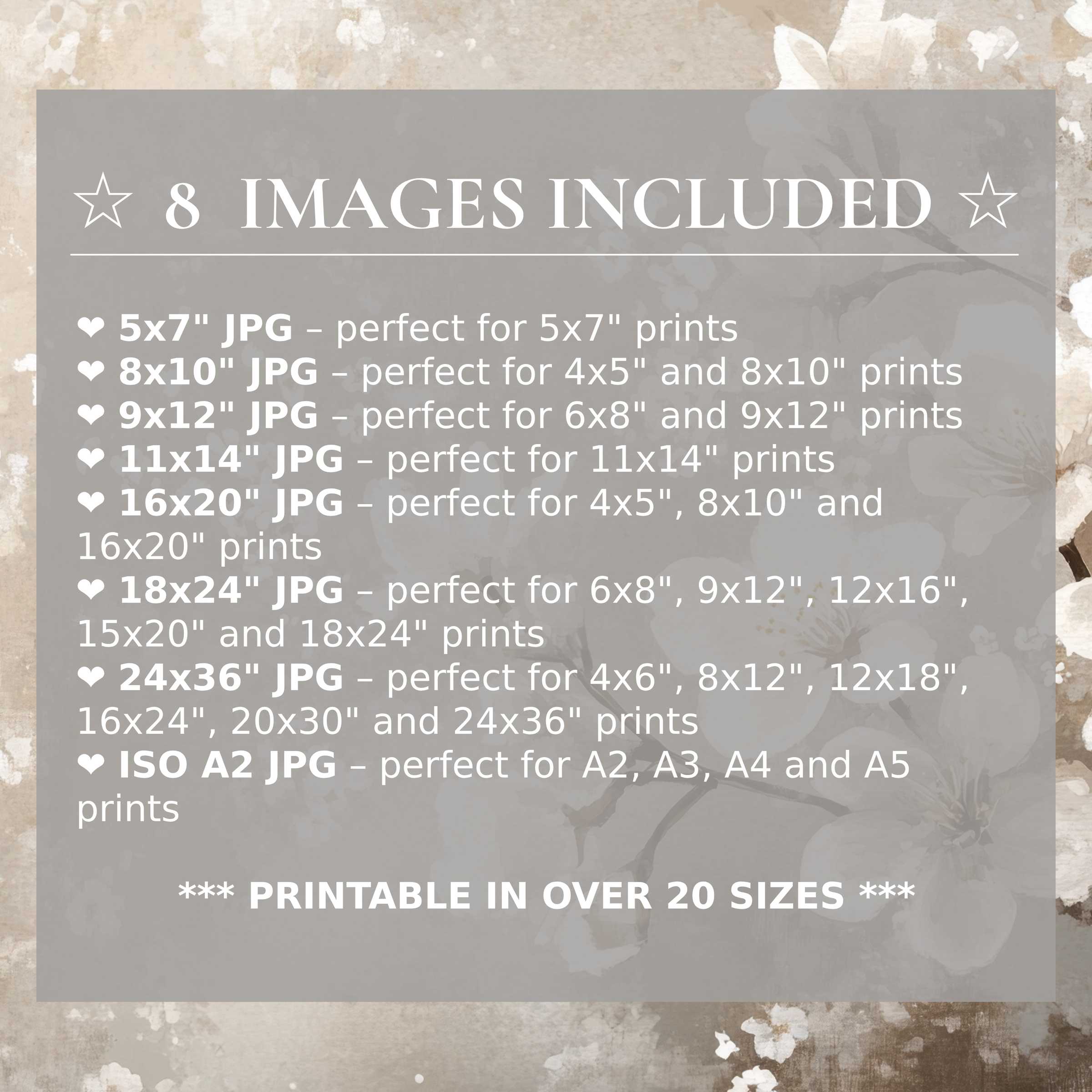 Radiant spring digital print with soft beige and white blooms, delivered in 8 premium sizes to enrich modern interiors with timeless elegance