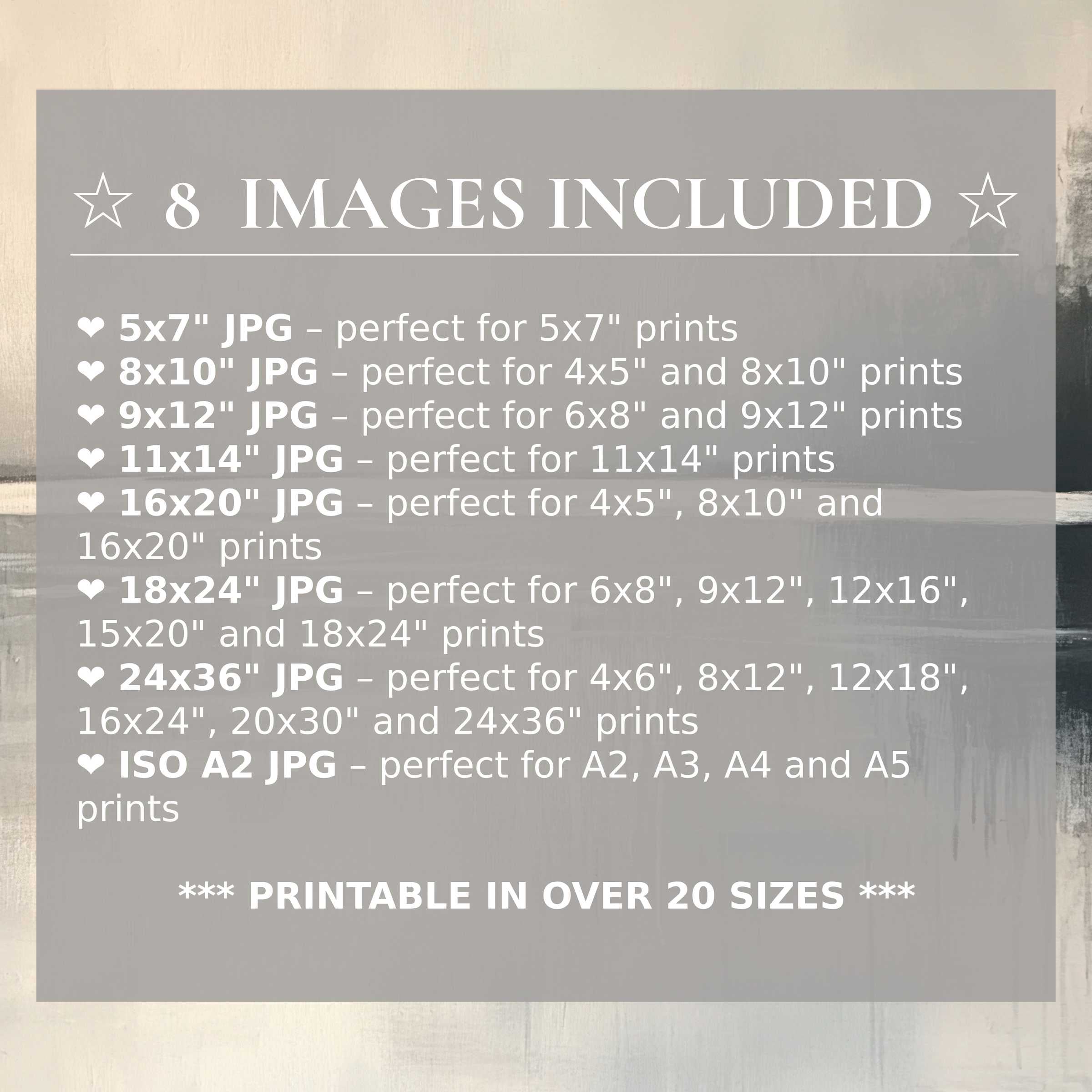 Neutral digital print in calming beige, gray, and taupe hues, included in 8 premium sizes for effortless modern style