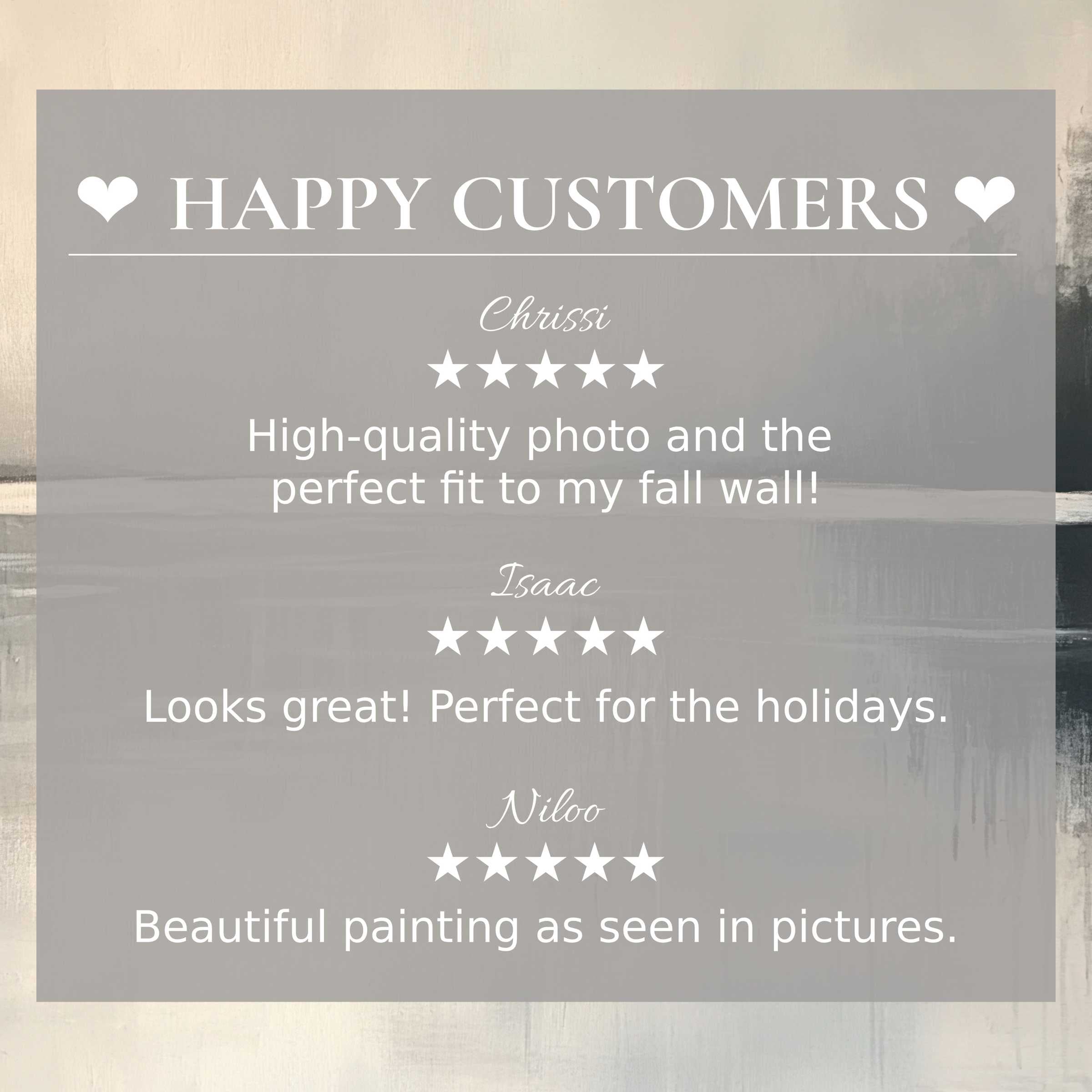 Neutral art for Frame TV with abstract muted tones, showcasing happy customer reviews that build trust and elegance