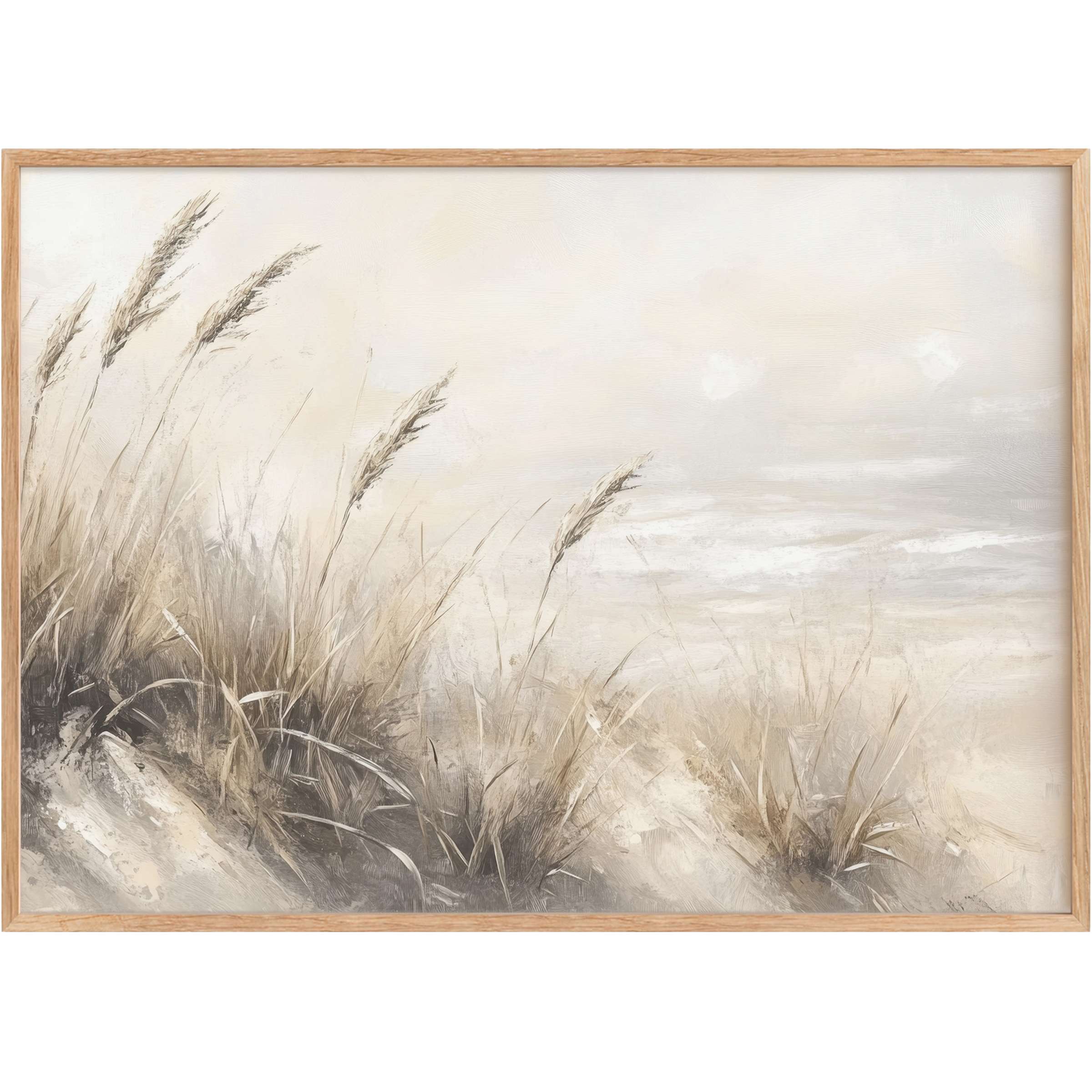 Ethereal summer printable wall art capturing soft beige and sandy hues, evoking a serene, sun-kissed coastal breeze