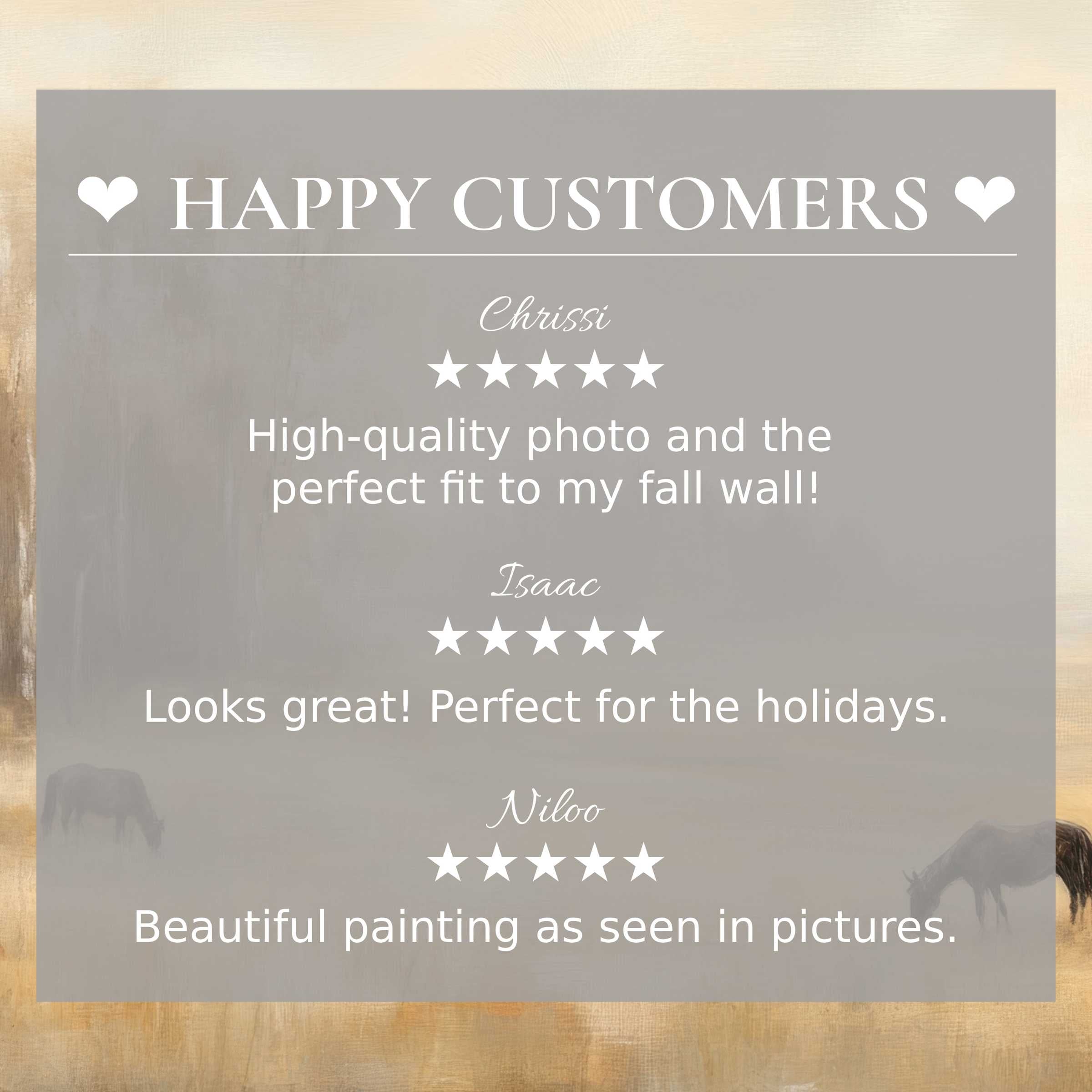 Elegant vintage art for Frame TV on muted sunset with grazing horses; happy customer reviews build trust and style appeal