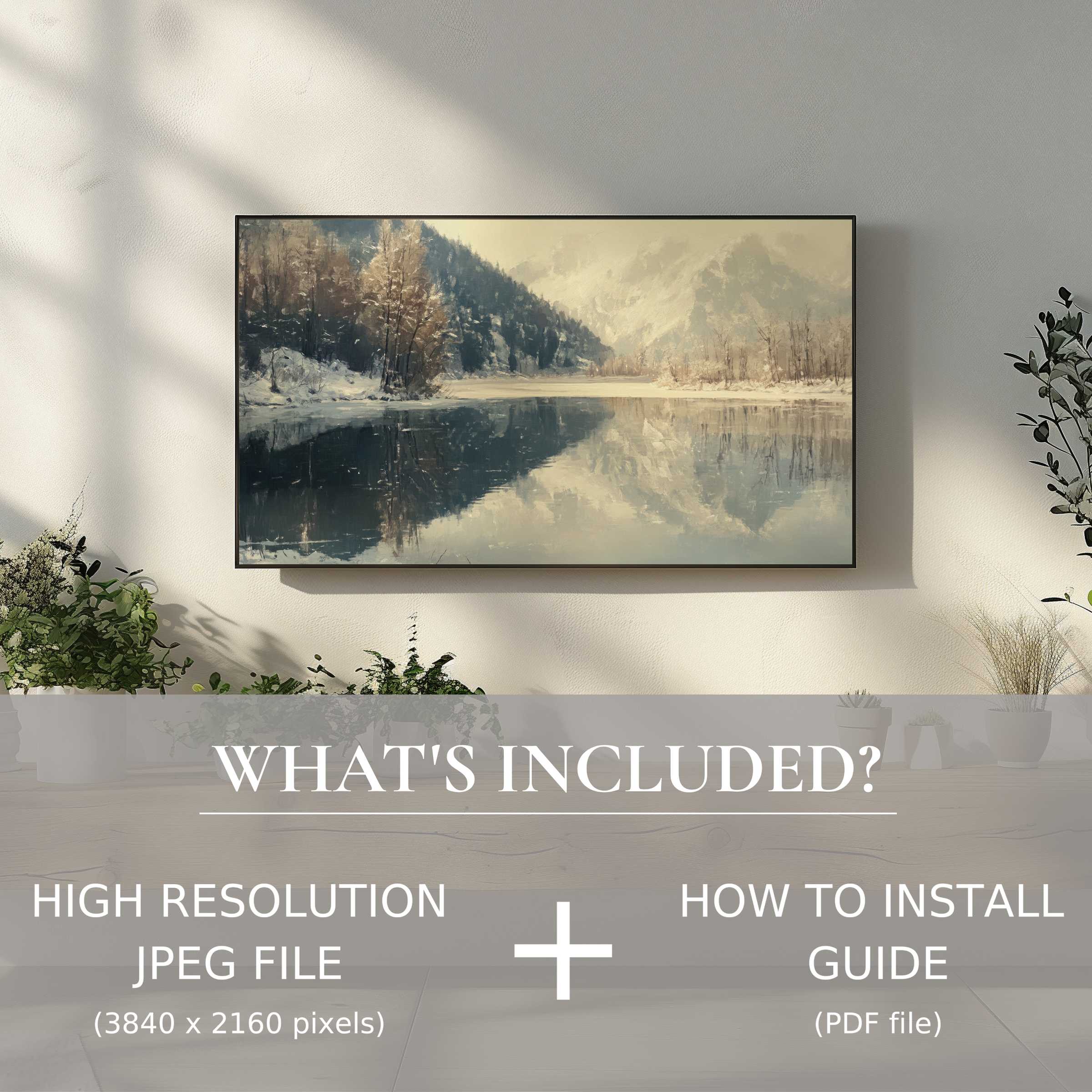 Elegant winter digital TV art download enhances your living space with serene beauty and easy digital use