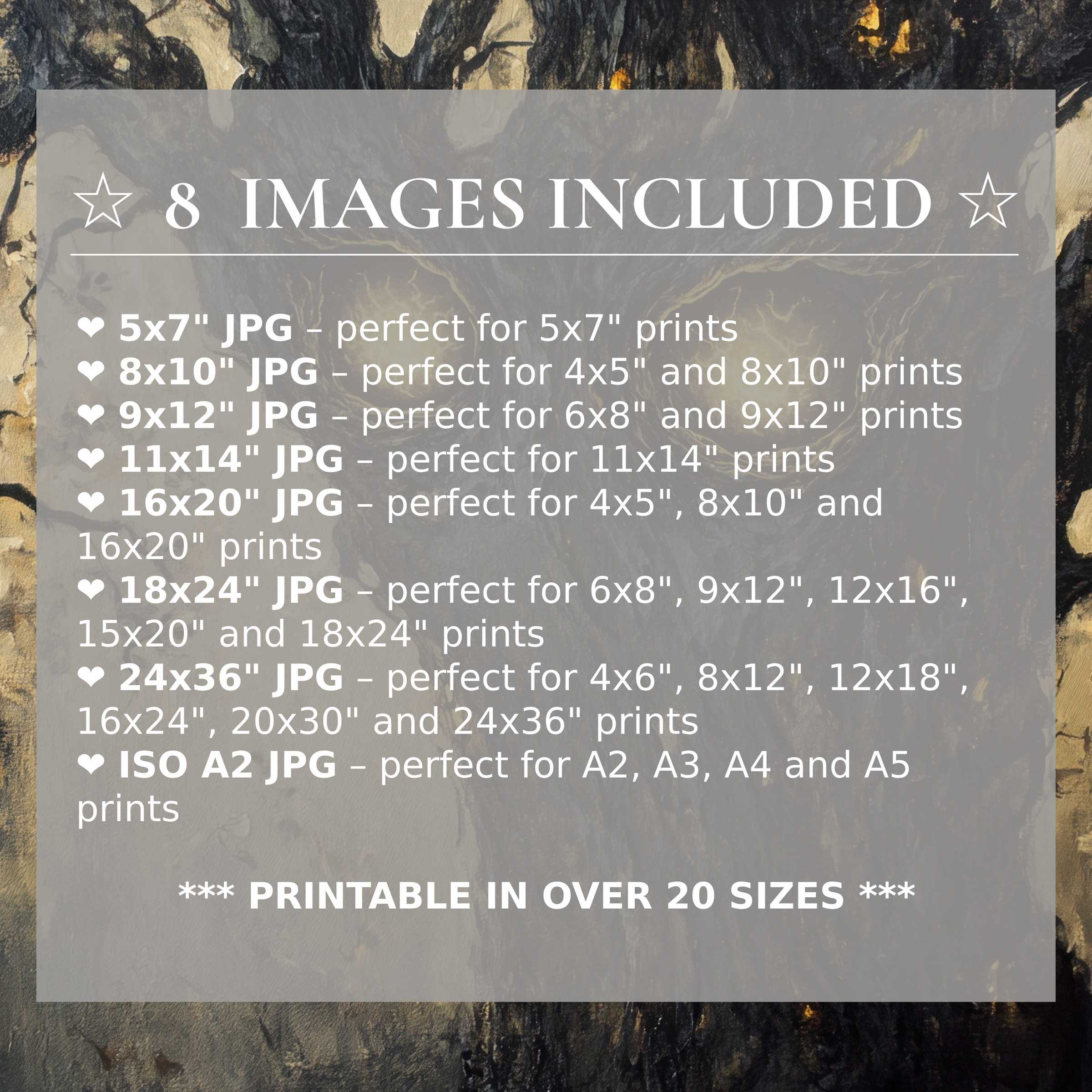 Halloween digital print radiates bold black and gold hues, enhancing modern interiors with elegance and style Includes 8 high-quality sizes in download