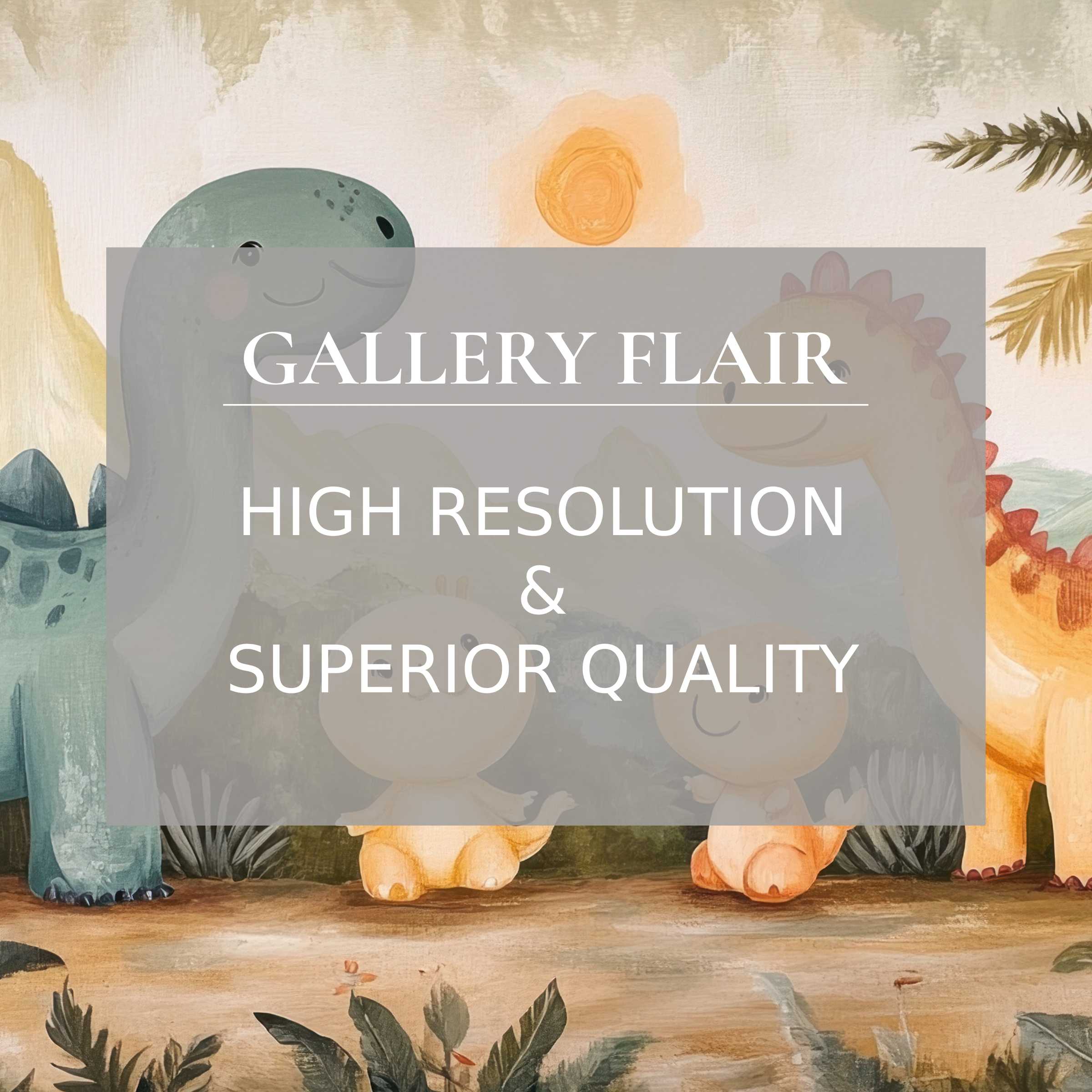 Whimsical nursery printable art featuring charming dinosaurs in warm tones, elevating modern nursery decor with premium detail and a soothing, radiant ambiance