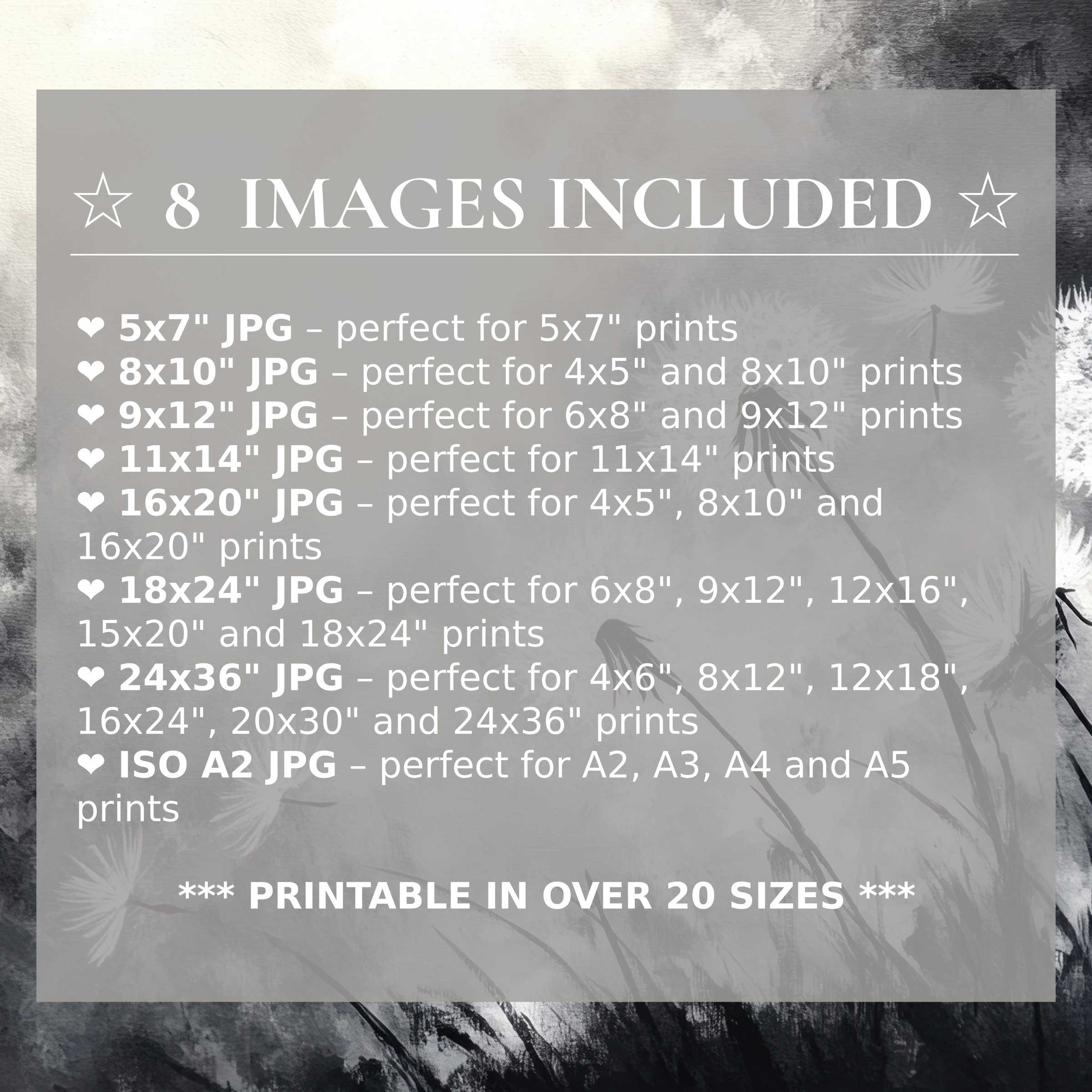 Elegant black and white digital print exudes serene depth and bold contrast, enhancing modern interiors with 8 high-quality sizes included