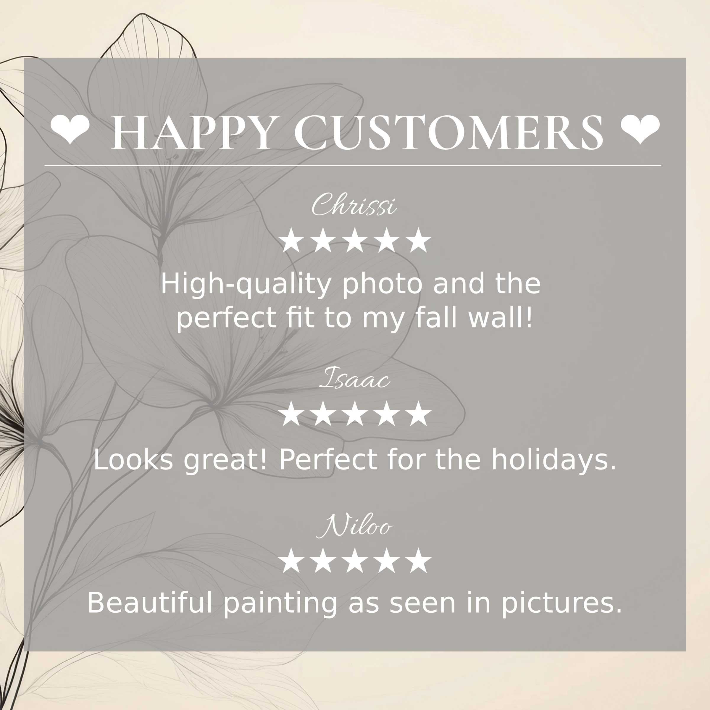 Floral art for Frame TV with abstract floral background; happy customer reviews enhance trust and elegant style