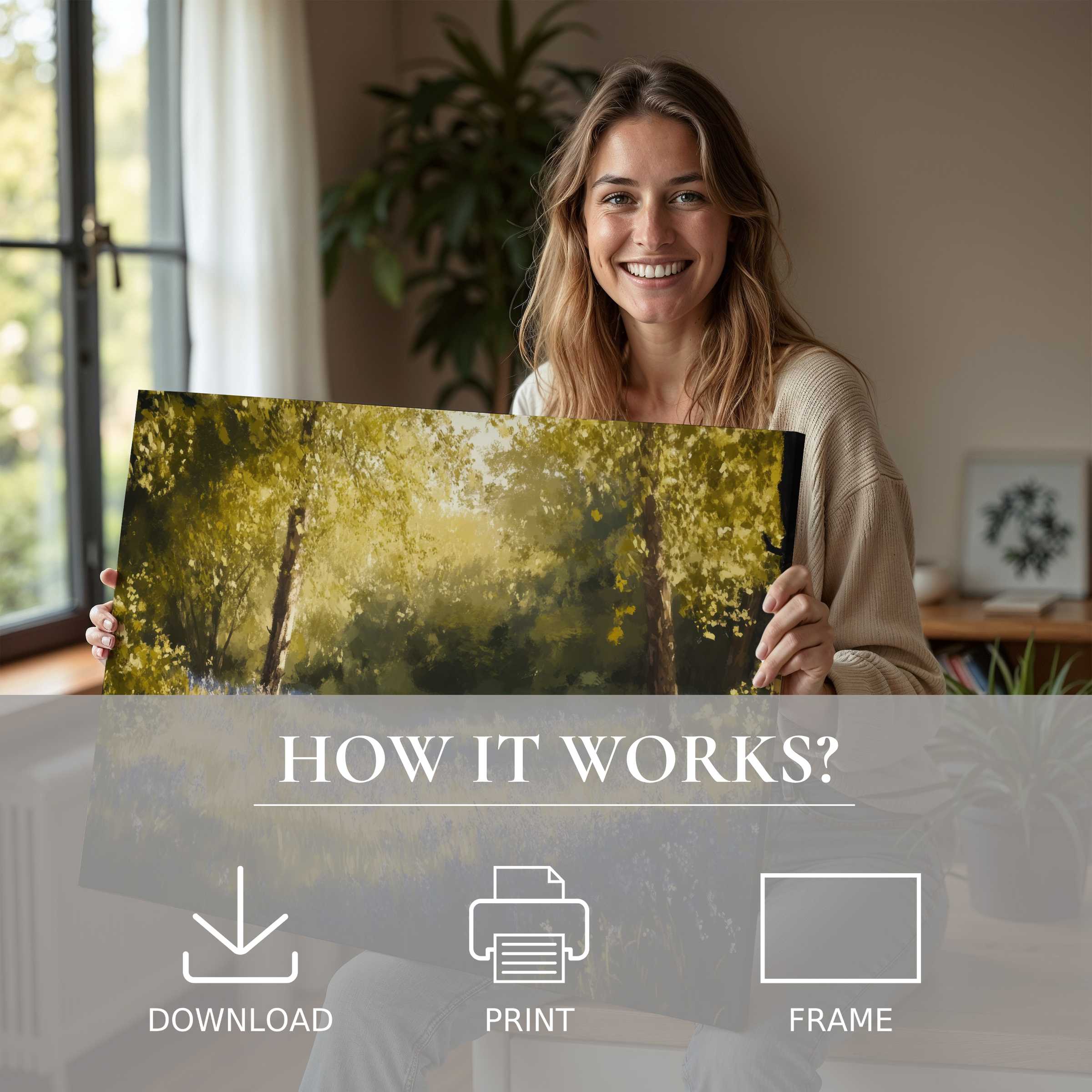 A radiant moment of connection, where spring digital art print breathes life and serenity into a modern sanctuary