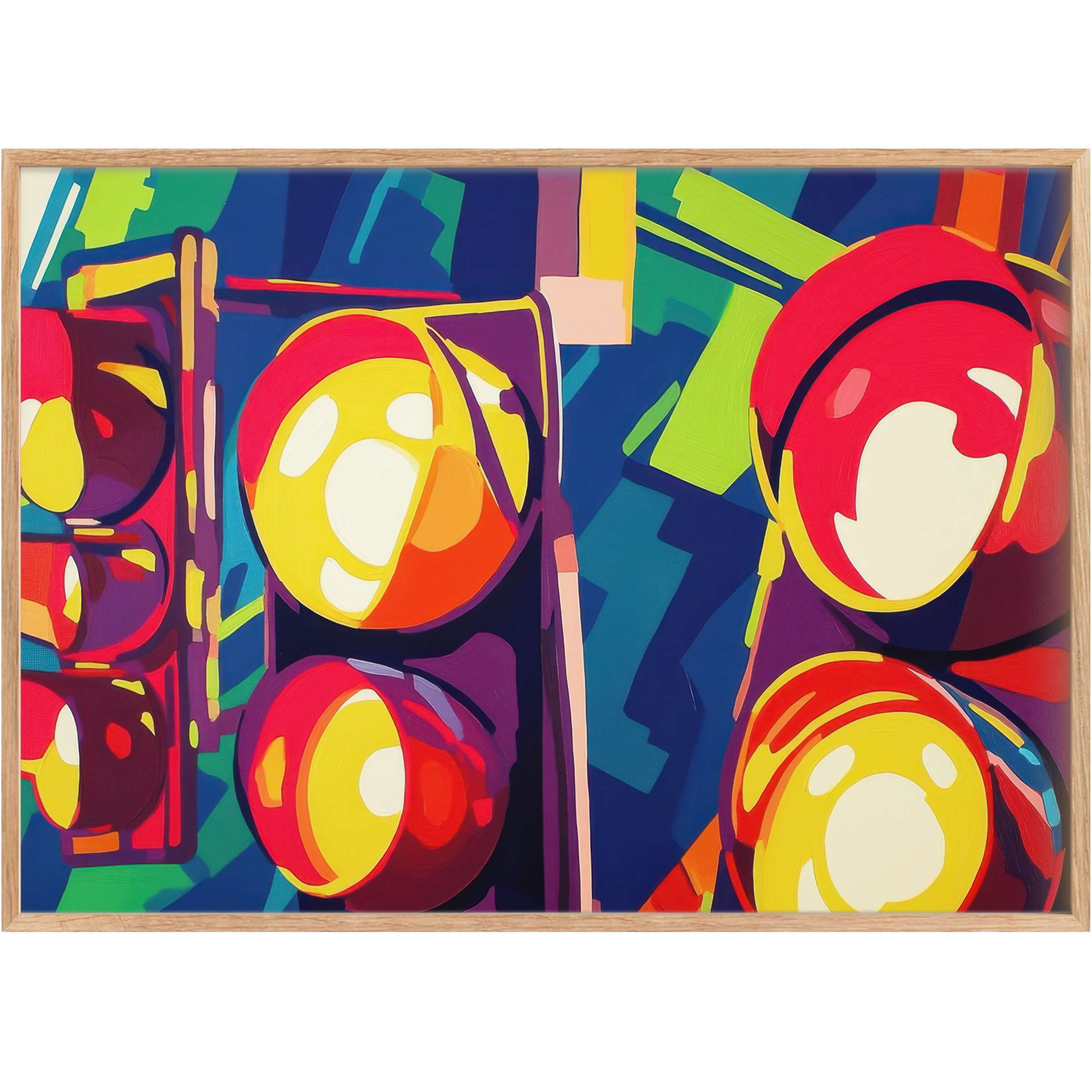 Vibrant pop art printable wall art pulsates with bold reds, yellows, and blues, igniting a dynamic, energetic atmosphere