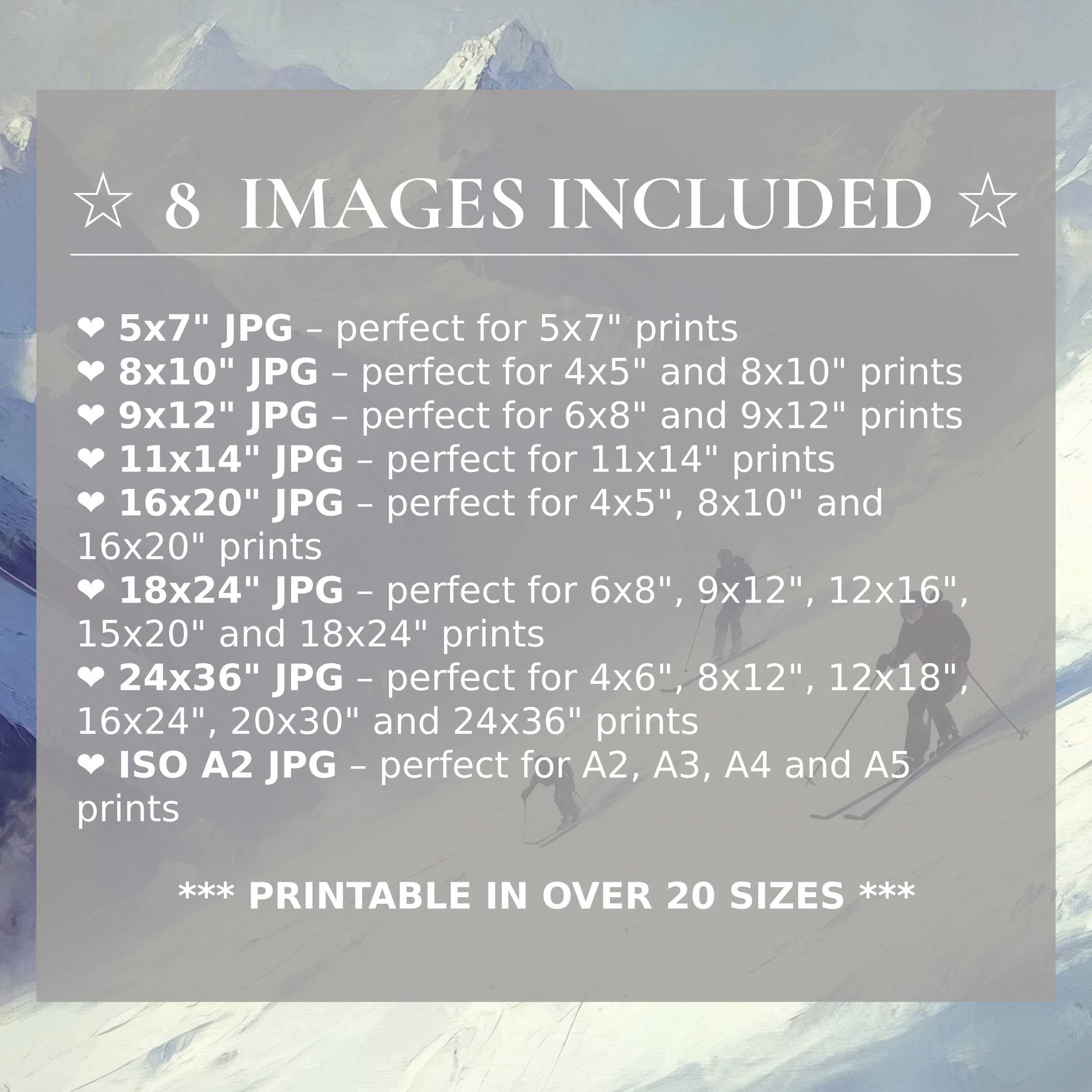 Winter digital print radiates serene blues and crisp whites, offering timeless elegance in 8 included high-res sizes