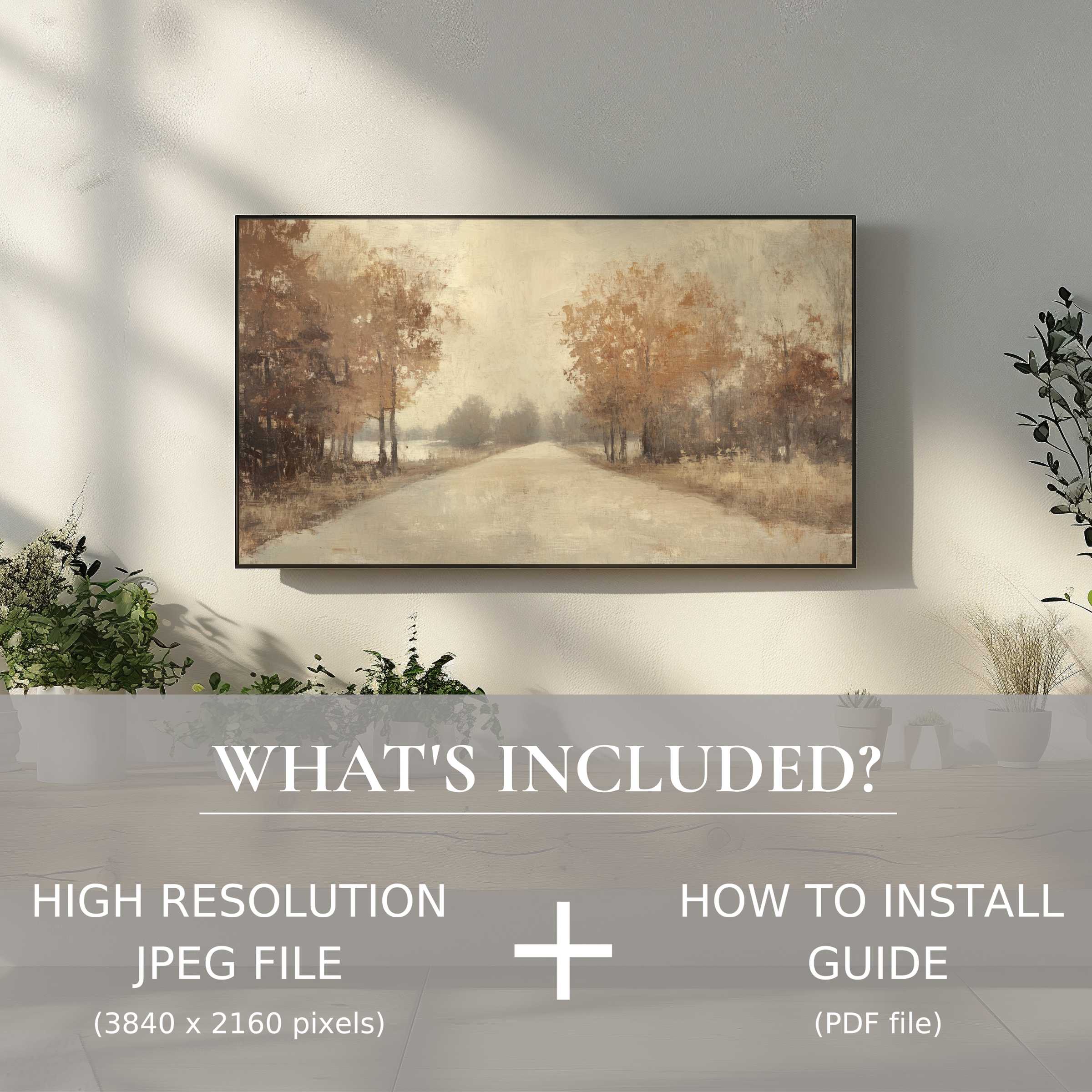 Elegant fall digital TV art download enhances your living space with easy digital use and warm autumn hues