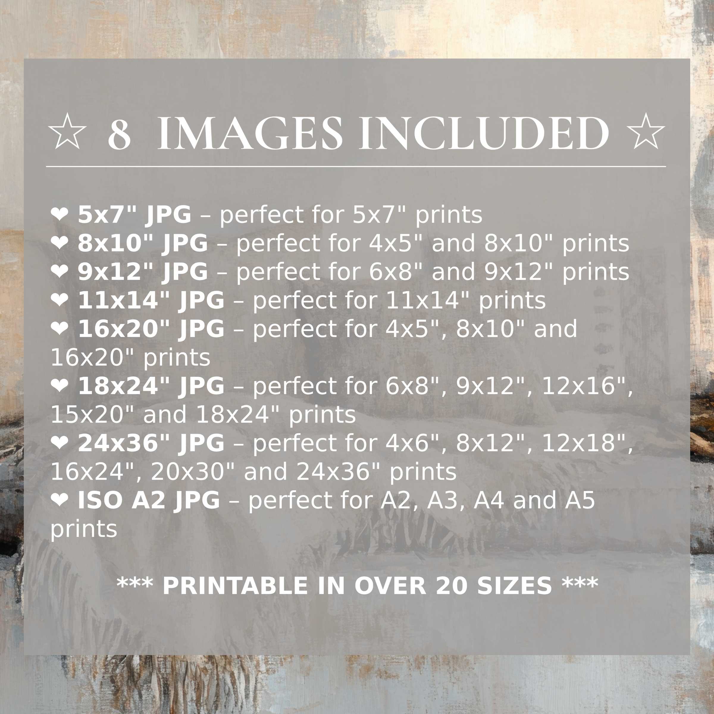 Boho digital print radiates calming earth tones and soft neutrals, enhancing modern interiors with versatile elegance; 8 high-quality sizes included