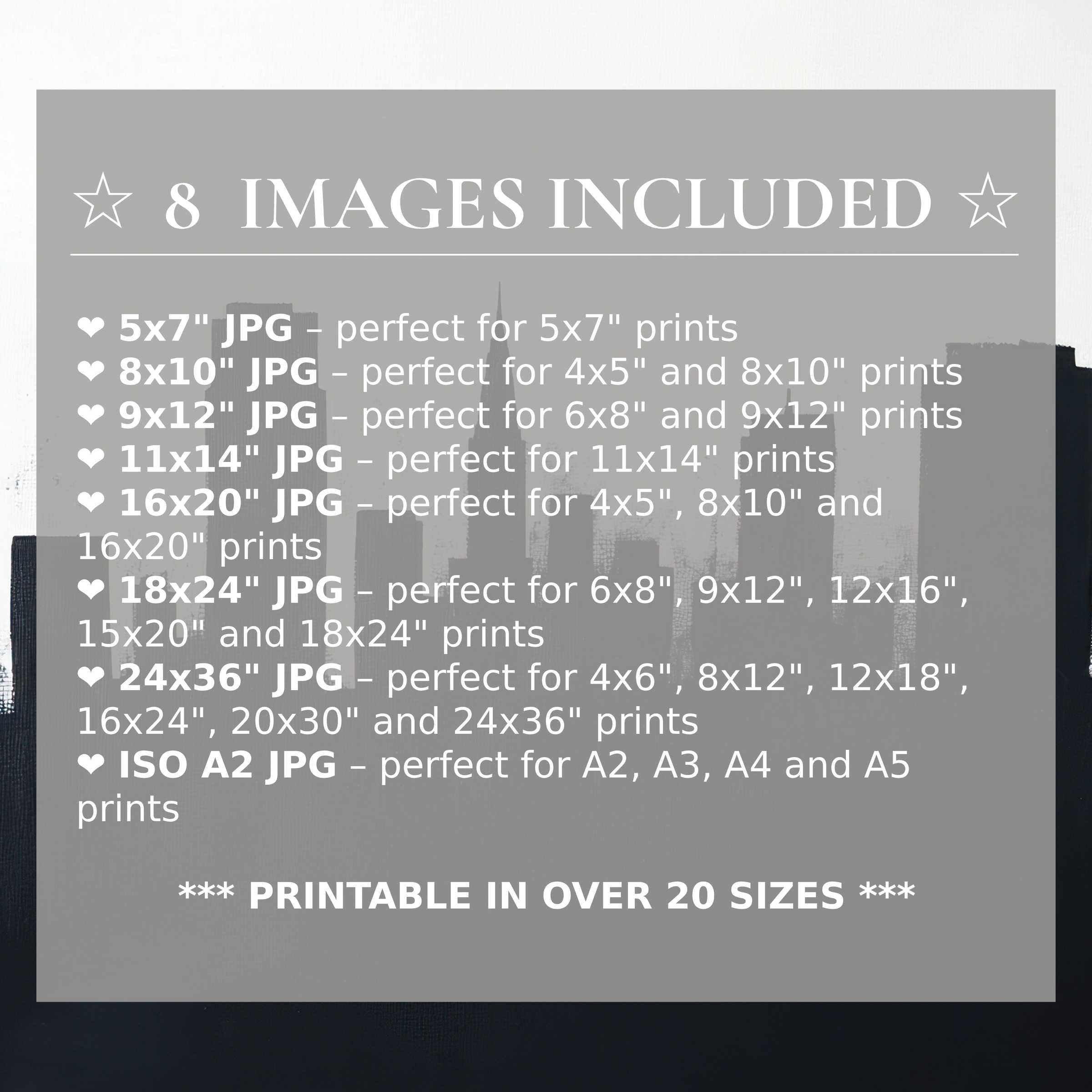 Black and white digital print exudes bold sophistication with stark contrasts, elevating modern interiors in 8 high-quality sizes included