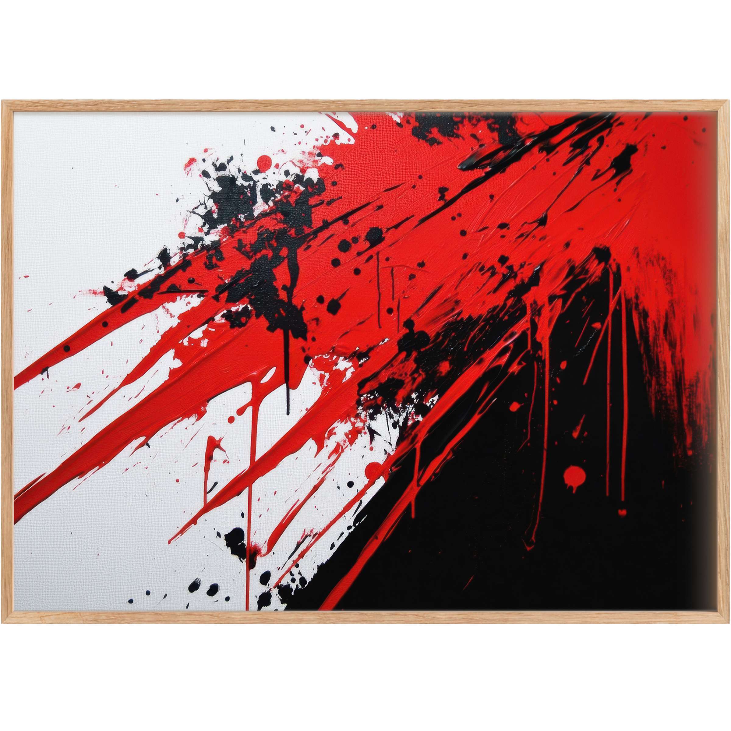 Bold modern printable wall art with dynamic red and black strokes, evoking passion and intensity to elevate edgy, contemporary interiors