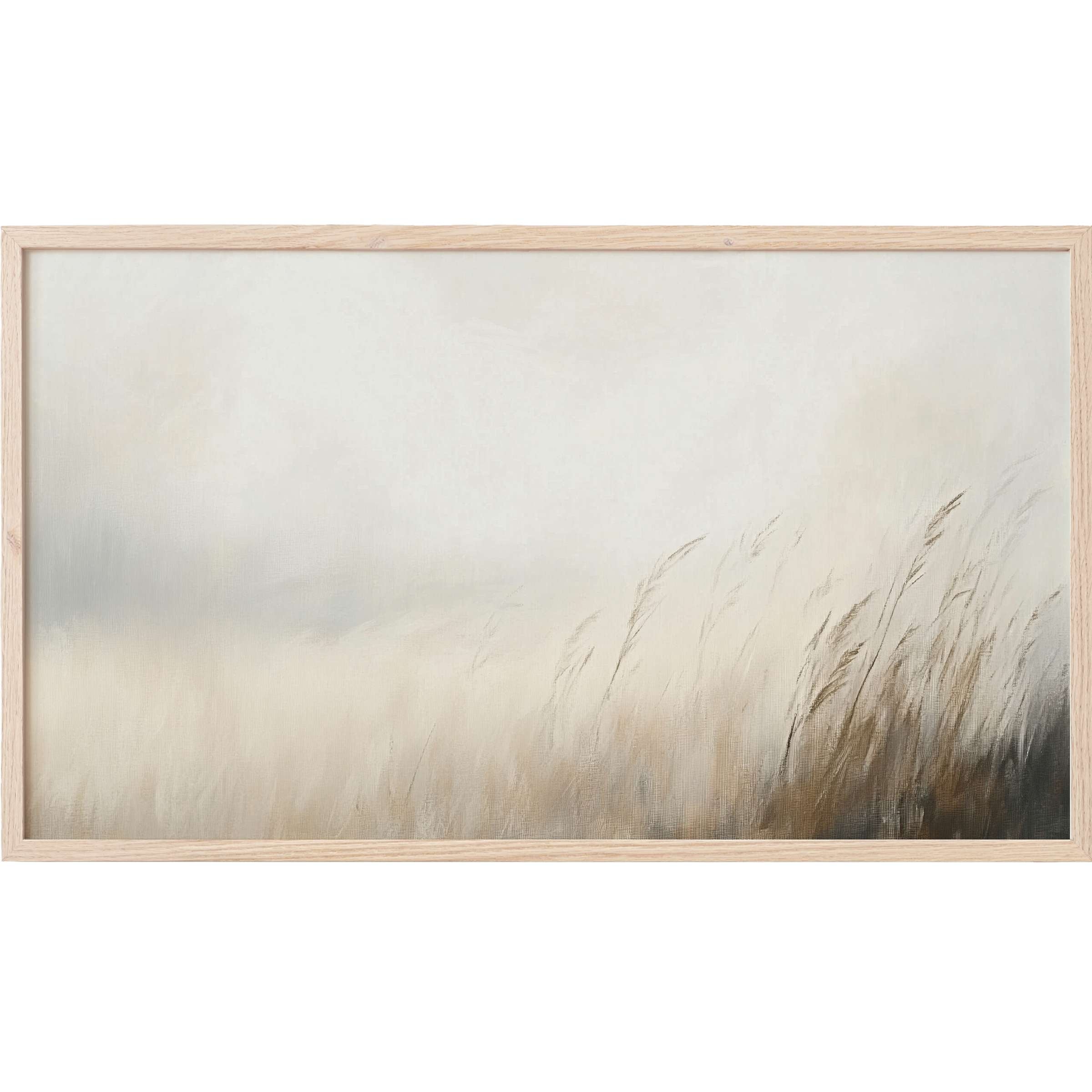 Minimalist landscape with soft beige and brown reeds, evoking calm and nature in spring Frame TV Art