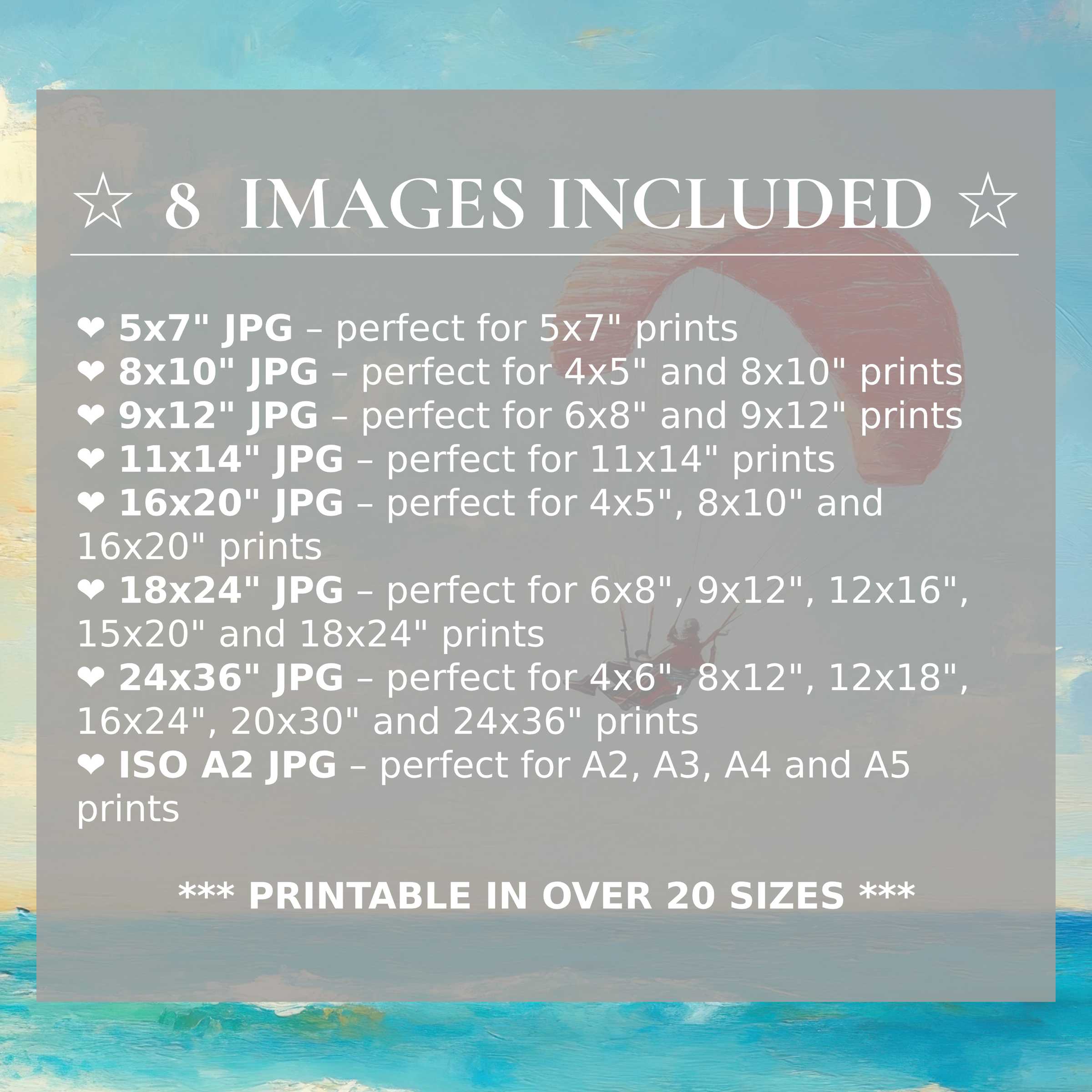 Radiant beach digital print with serene blues and warm sand hues, elevating modern interiors with 8 high-quality sizes included