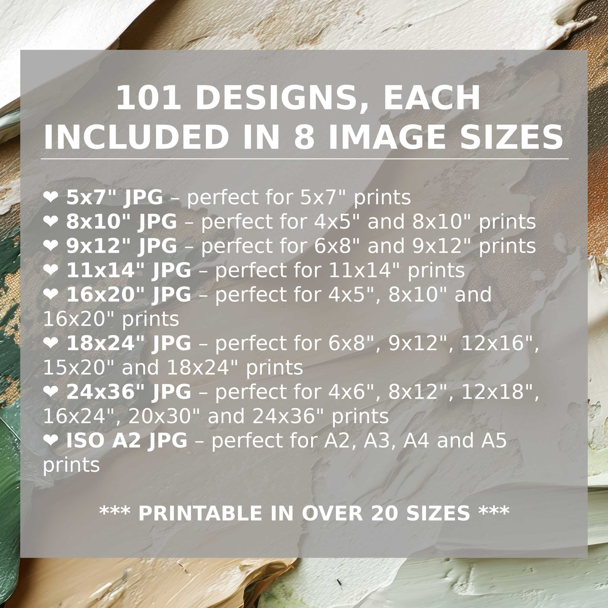 Abstract Digital Art Prints Set: gallery-ready paint textures, crisp clarity in multiple sizes; instant download