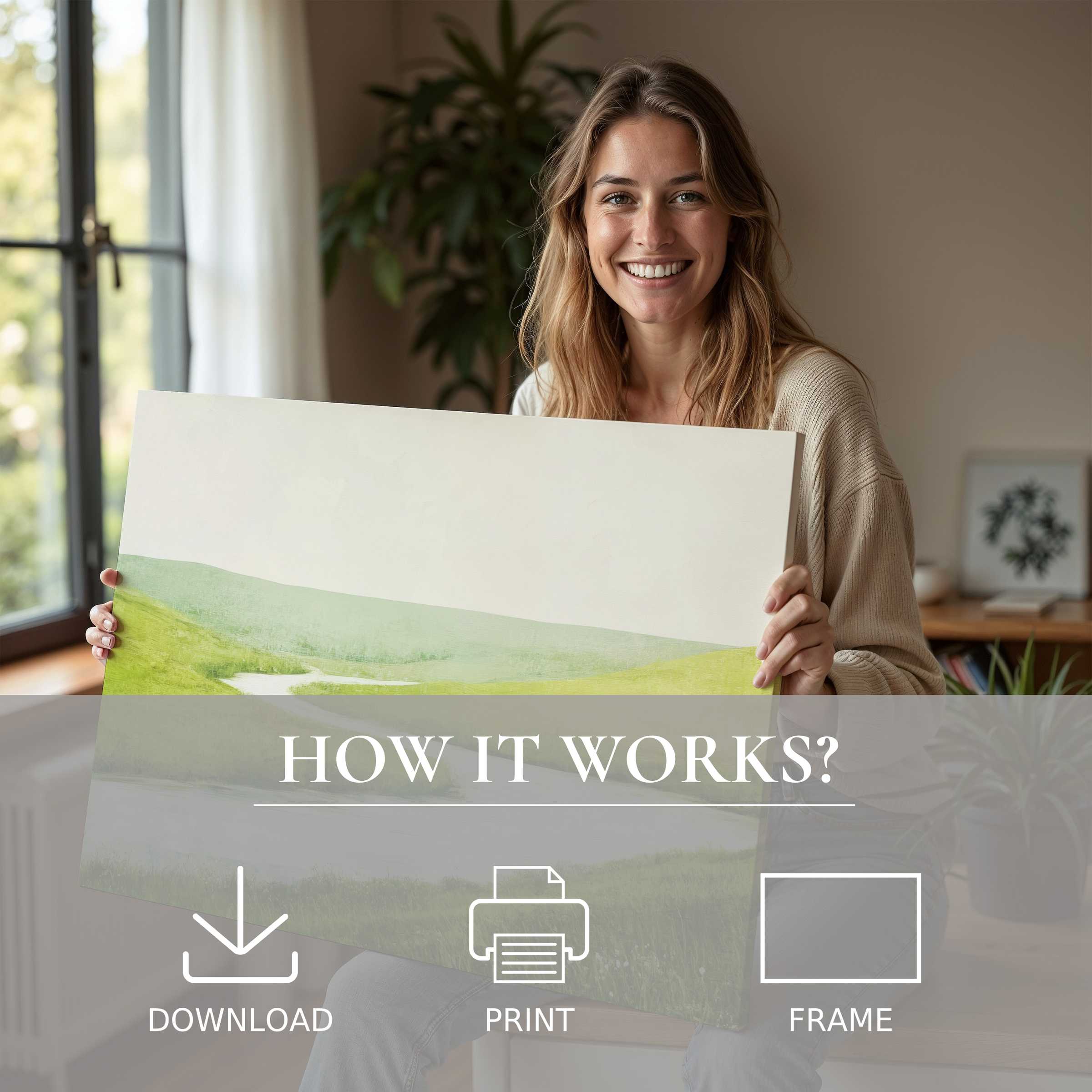 Radiant joy and quiet connection illuminate a modern home as a spring digital art print brings serene nature hues to life