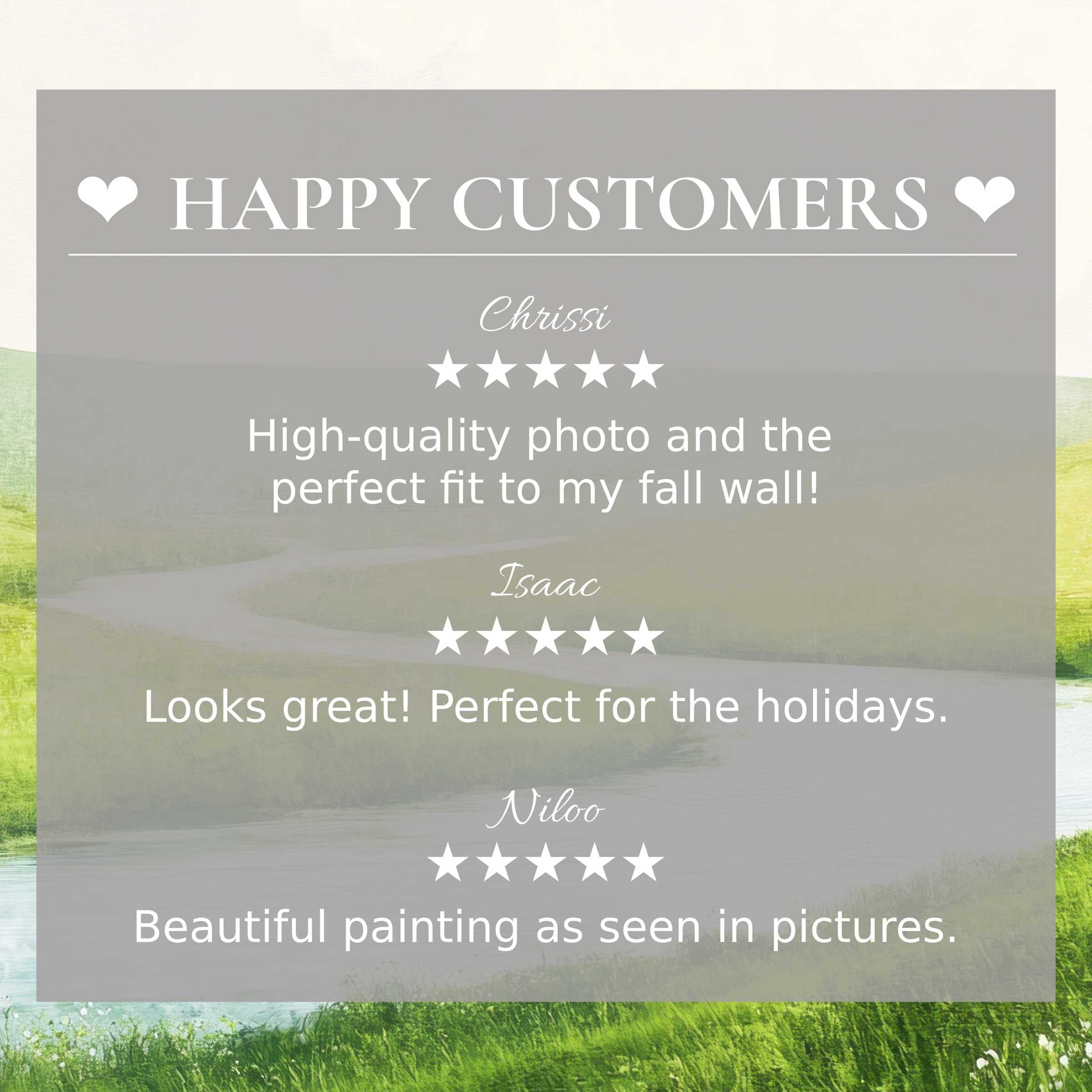 spring art for Frame TV with abstract river landscape; happy customer reviews build trust in elegant design