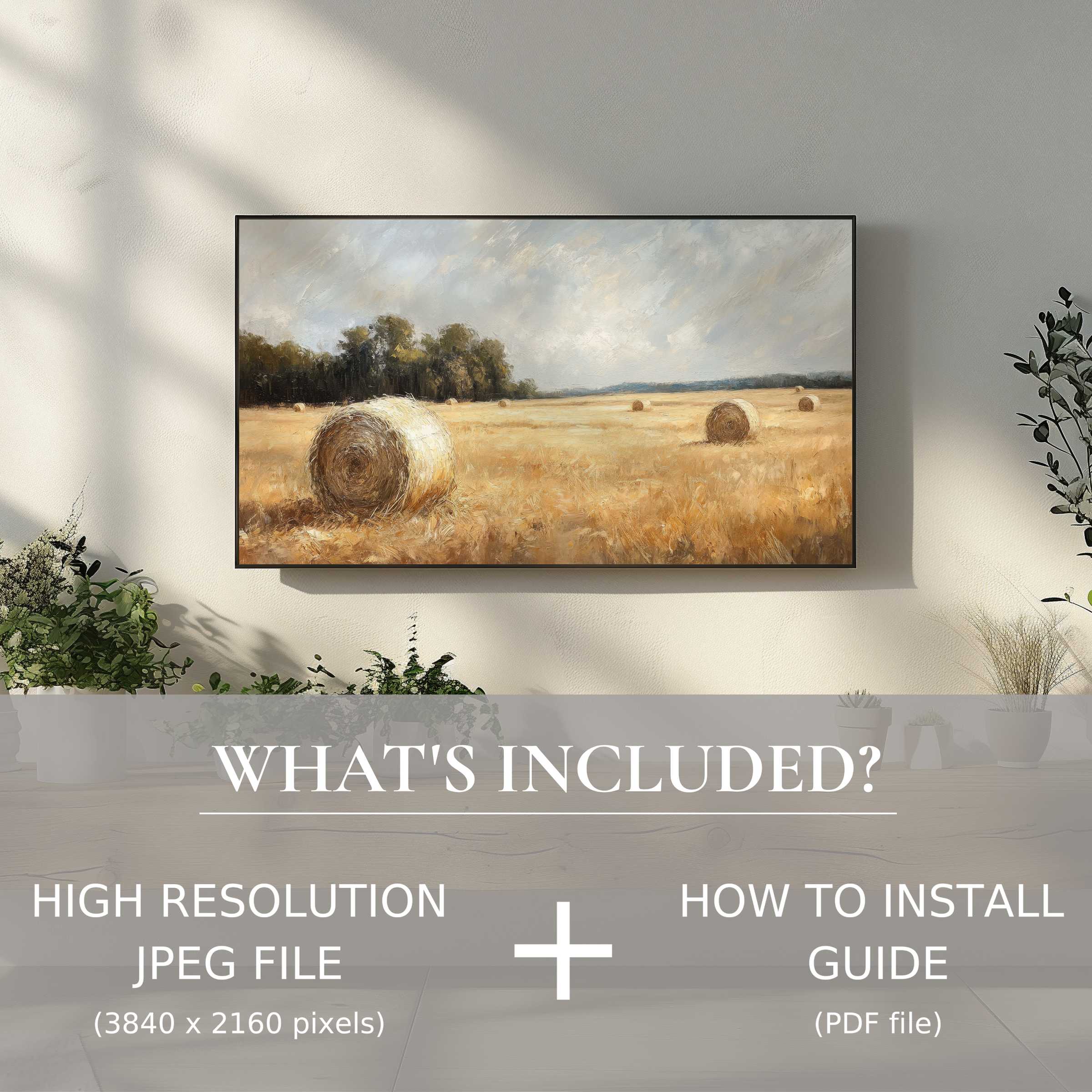 Elegant landscape digital TV art download enhances your living space with easy digital use and warm, natural tones