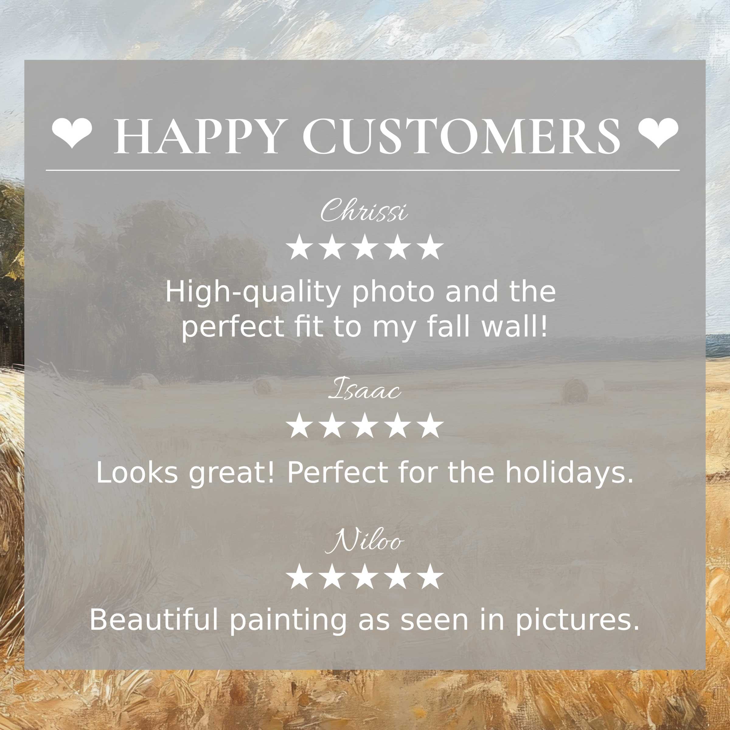 Elegant landscape art for Frame TV with soft earth tones and sky hues; happy customer reviews build lasting trust