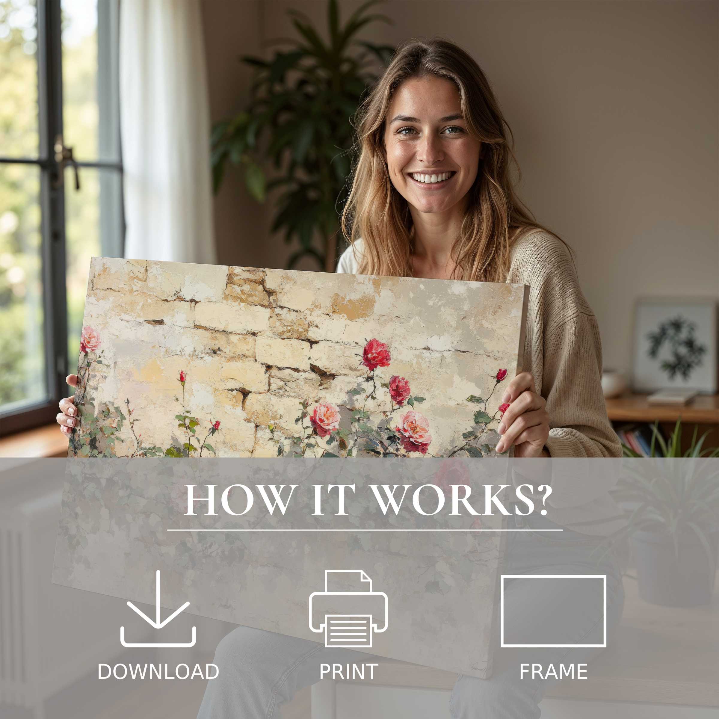 Refined vintage digital art print brings warmth and joy to a modern home, inviting effortless connection with timeless beauty