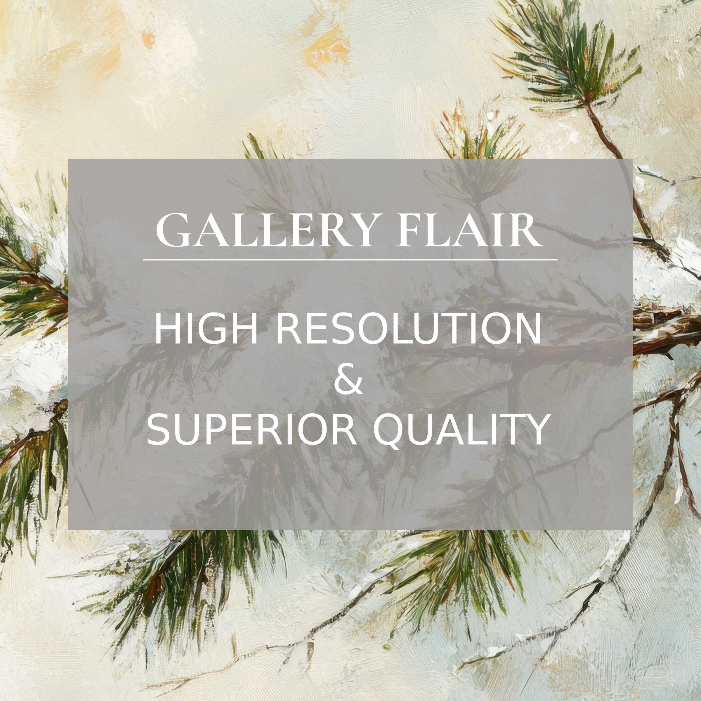 Winter printable art featuring delicate pine branches in soft, textured brushstrokes, radiating serene elegance and refined detail to elevate modern interior decor