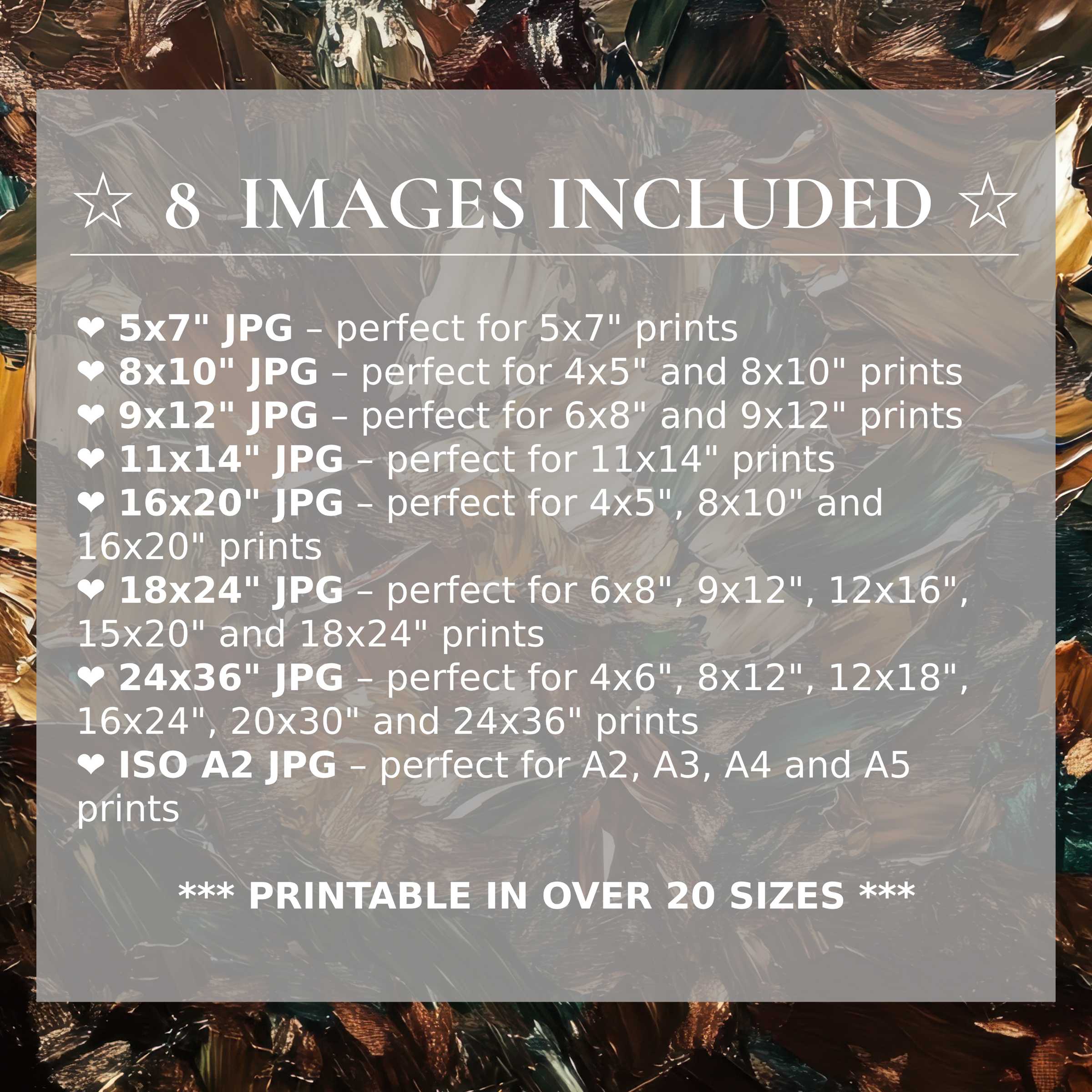 Luxurious abstract digital print in warm bronze and deep charcoal hues, evoking bold elegance; includes 8 high-quality sizes with download for versatile, modern interiors