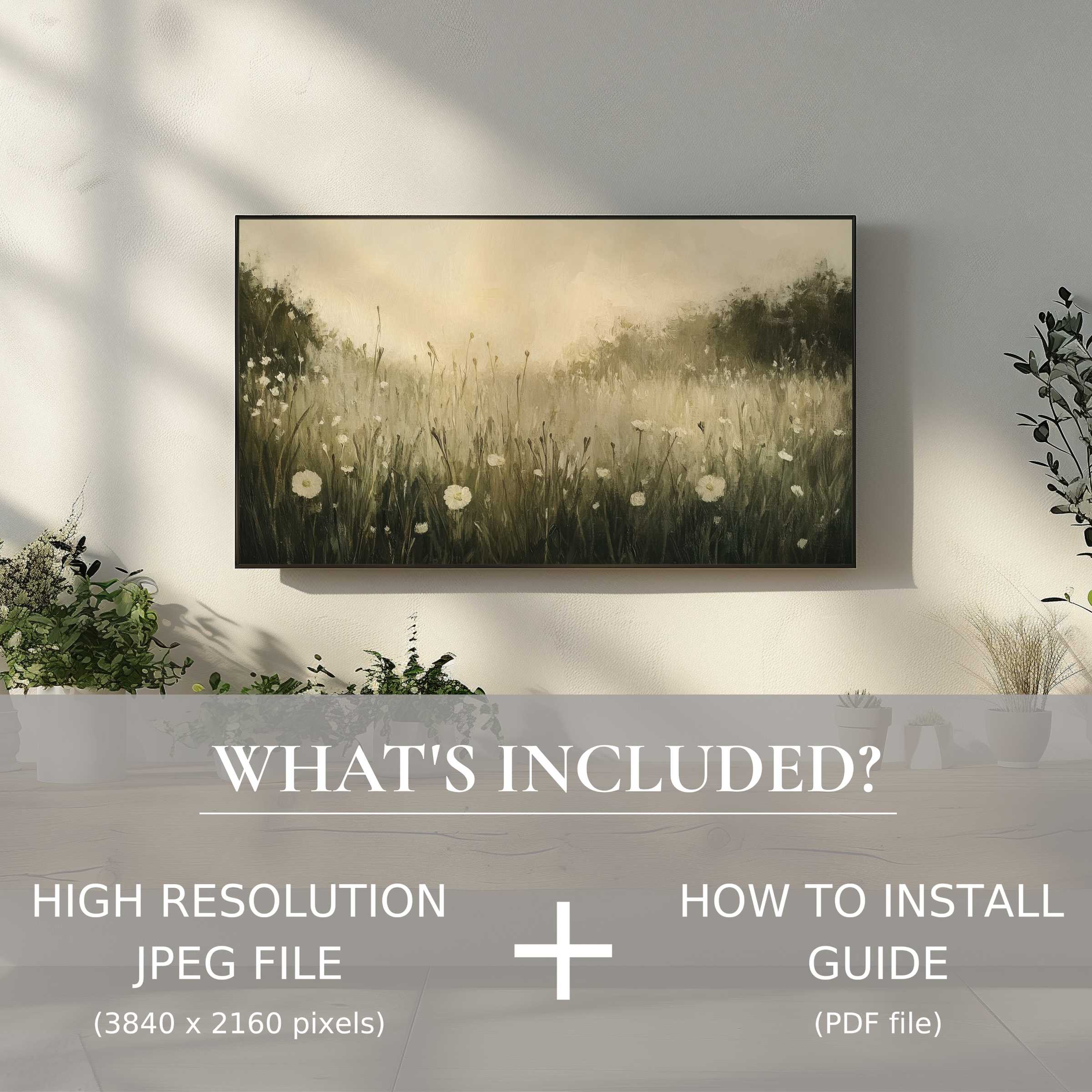 Elegant spring digital TV art download enhances any living space with easy digital use and serene floral design
