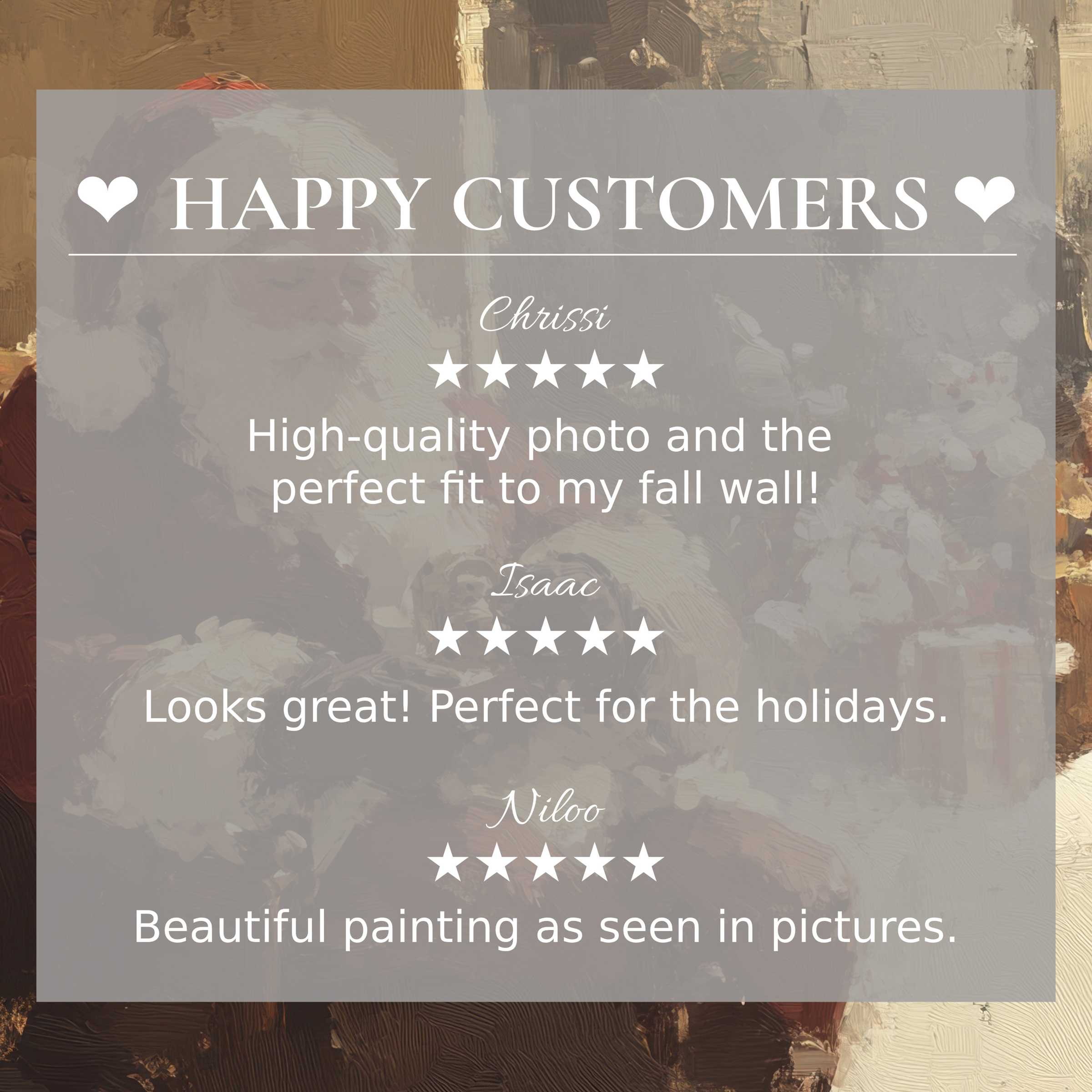 christmas art for Frame TV with happy customer reviews, abstract warm tones, trust-building elegant layout