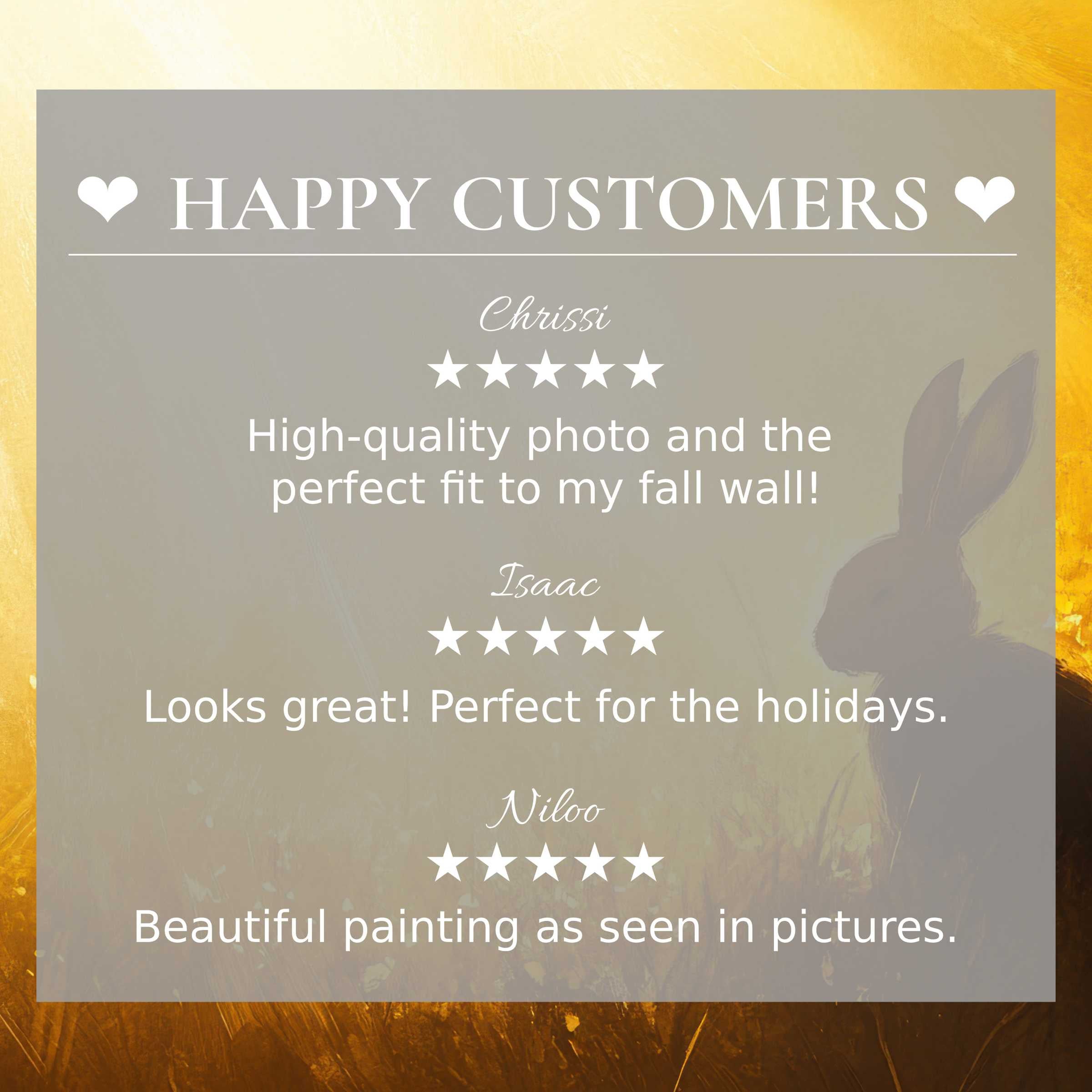 Elegant easter art for Frame TV with abstract sunset tones, showcasing happy customer reviews to inspire trust