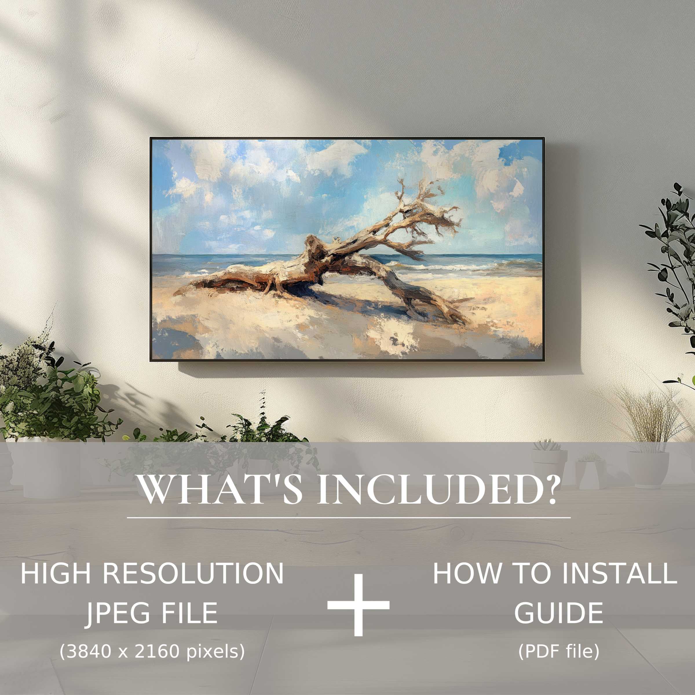 Elegant tree digital TV art download brightens modern living spaces, easy digital use enhances serene, stylish decor effortlessly