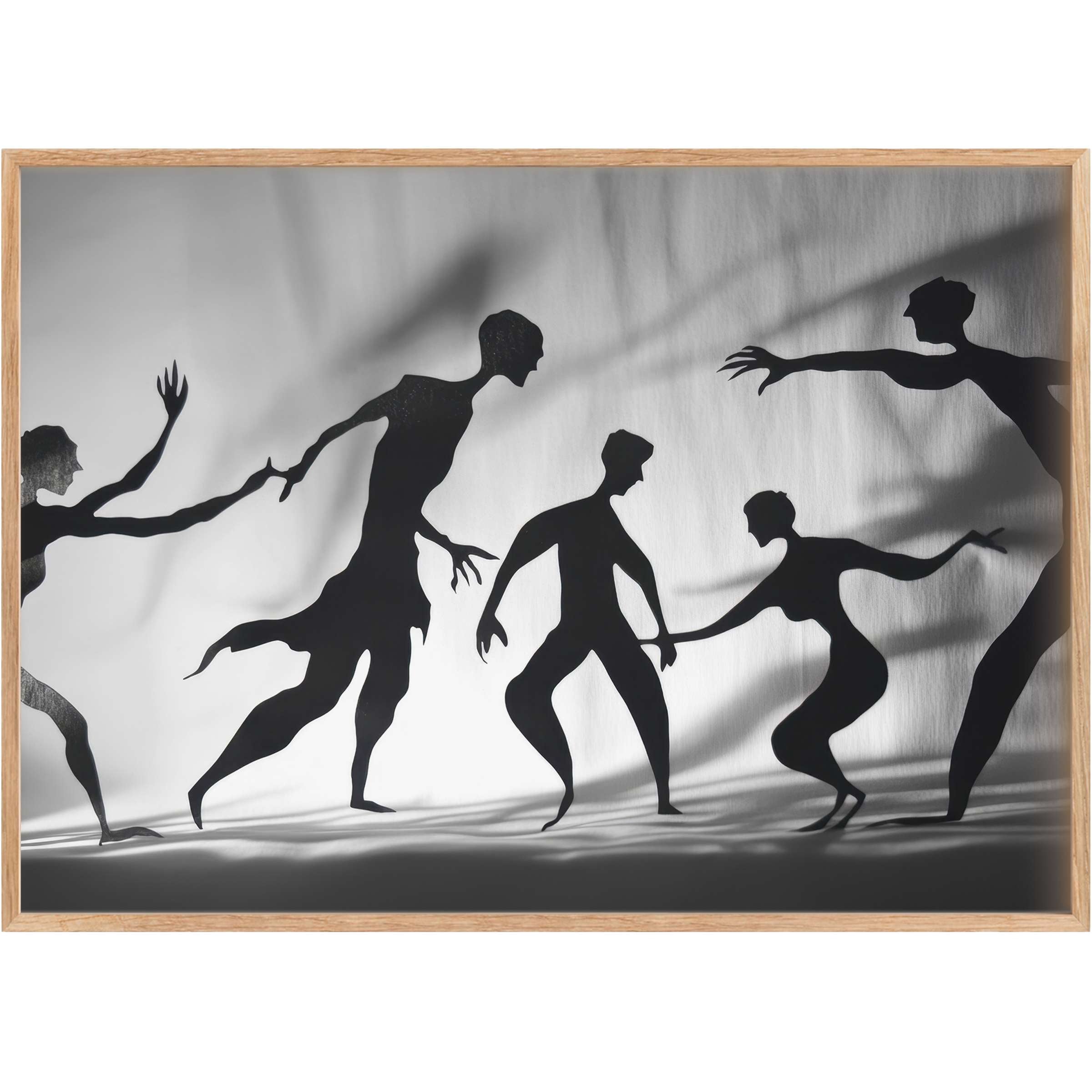 Evoke intrigue and movement with black and white printable wall art, featuring dynamic silhouettes casting dramatic shadows for a bold, mysterious ambiance