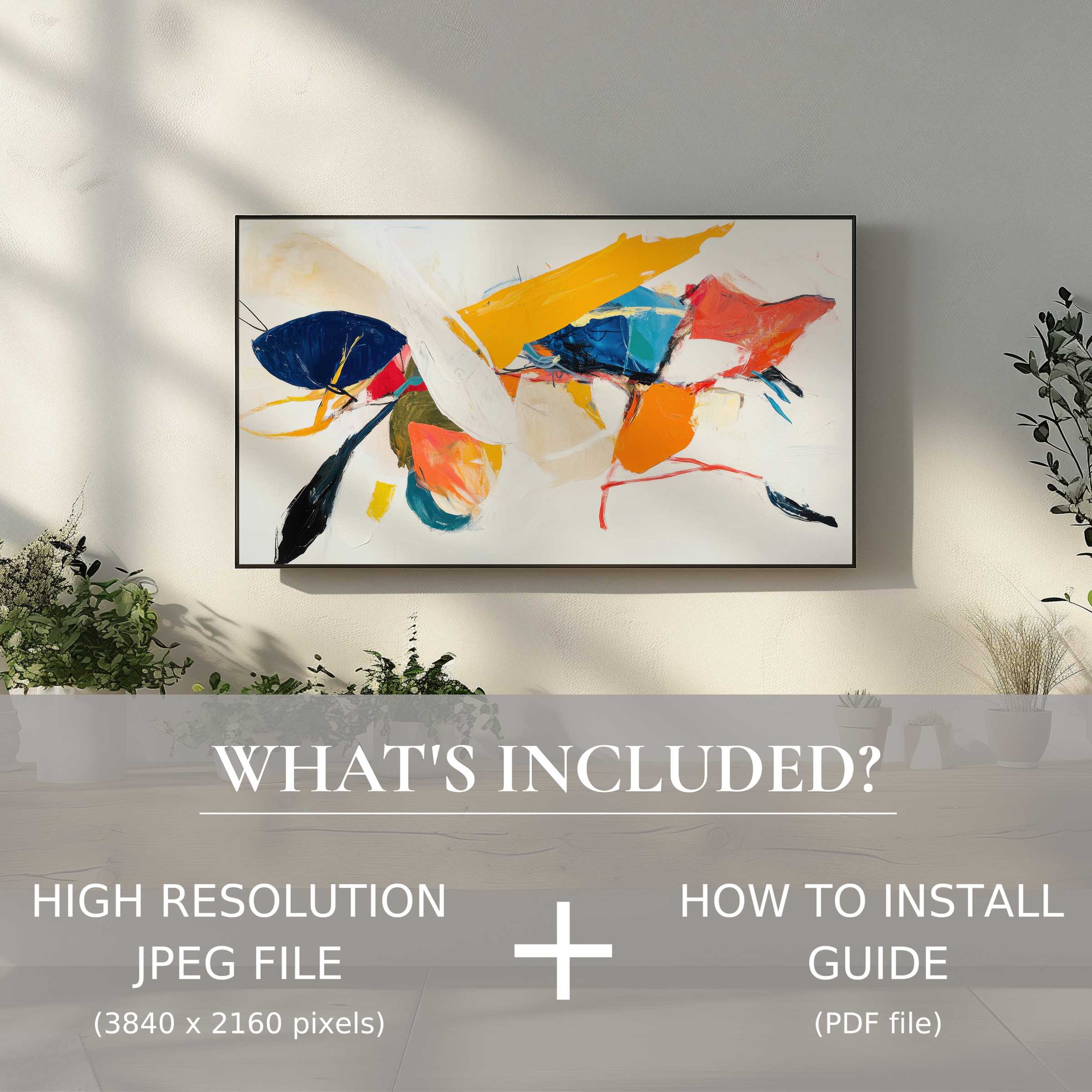 Elegant abstract digital TV art download enhances modern living spaces with easy digital use and vivid high-res JPEG