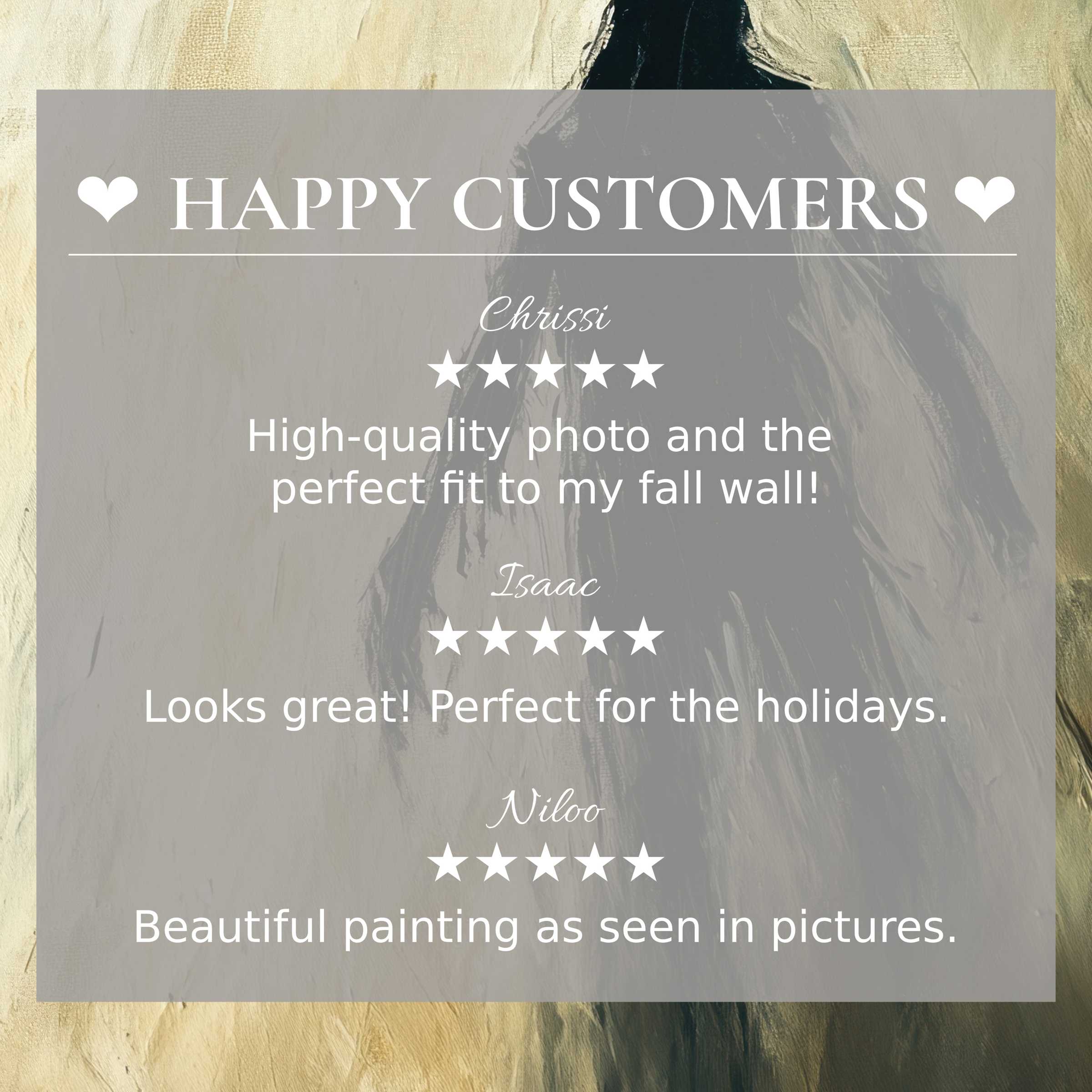 Refined halloween art for Frame TV with elegant beige-black abstract background; happy customer reviews build lasting trust