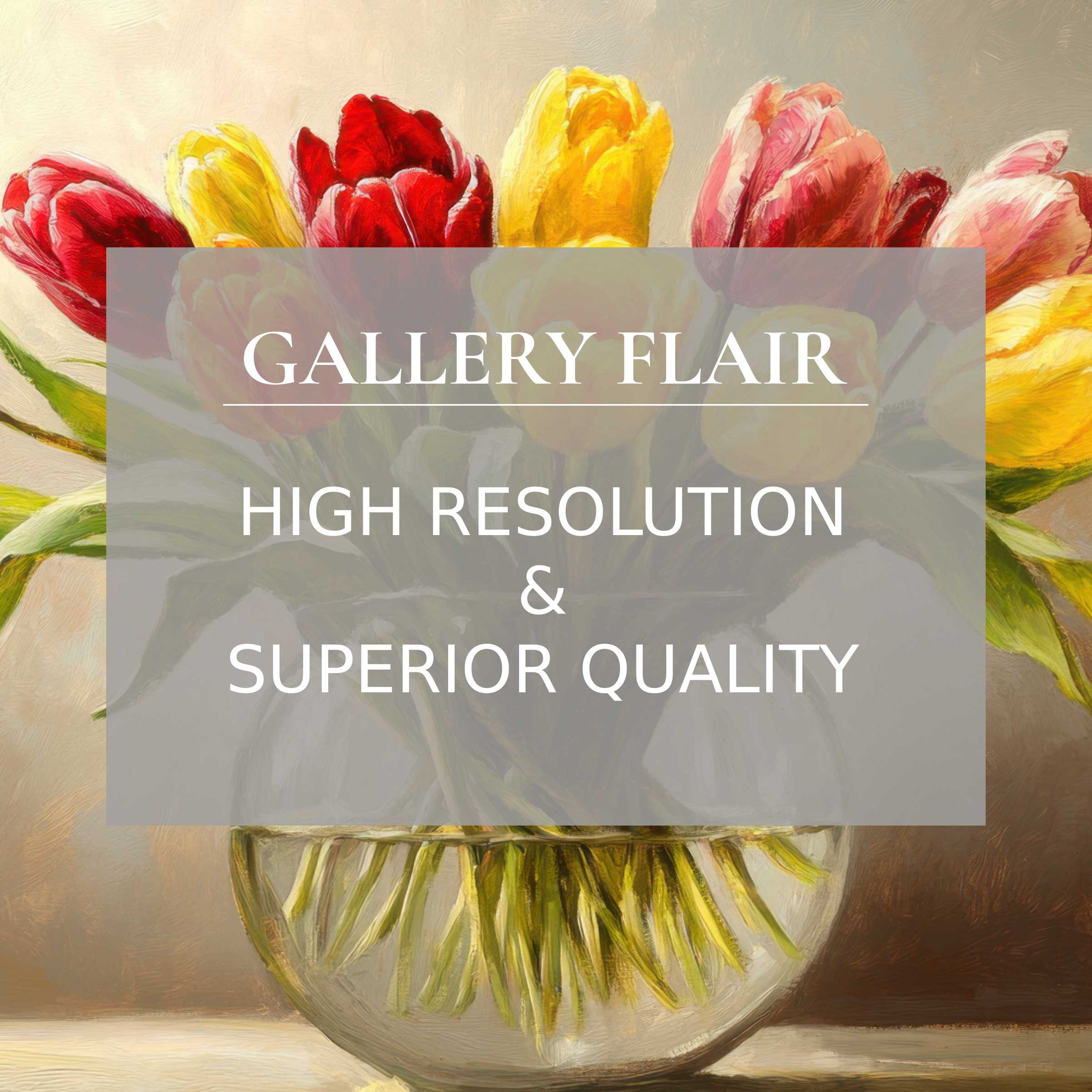 Radiant floral printable art of vibrant tulips in exquisite detail, infusing serene elegance into modern interiors