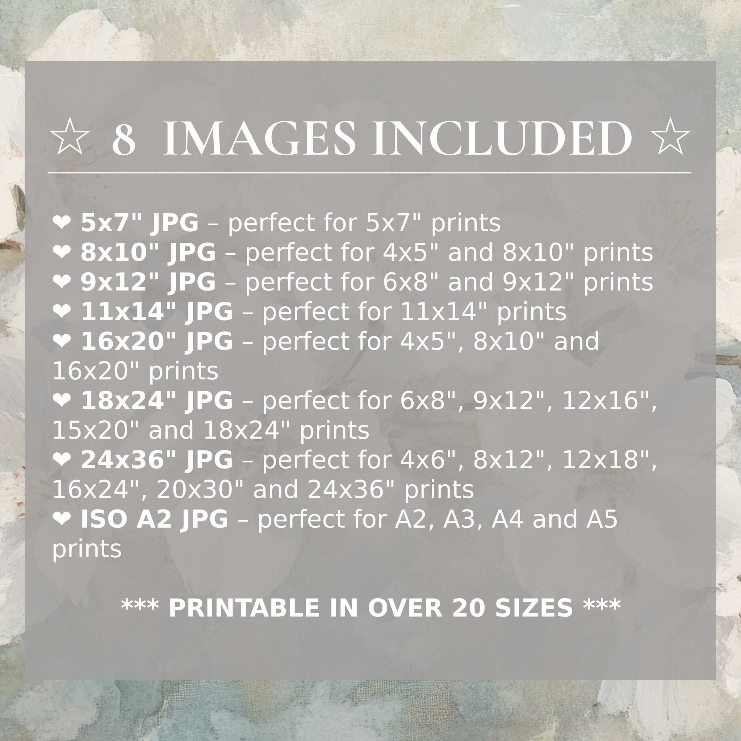 Spring digital print radiates serene blues and soft florals, included in 8 high-quality sizes to elevate modern interiors with versatile elegance
