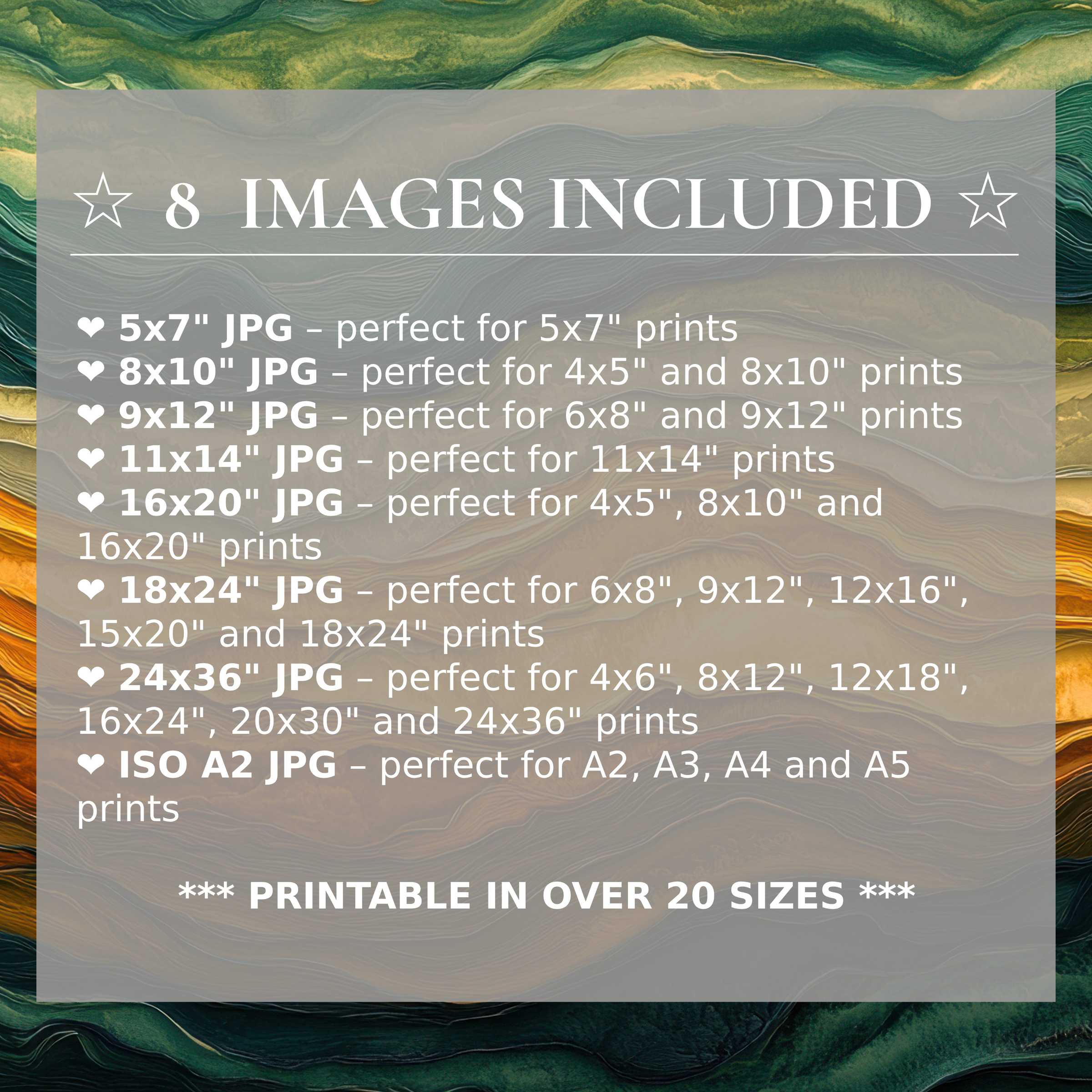 Lush emerald and gold tones define this radiant abstract digital print, offered in 8 high-quality sizes to elevate modern interiors with versatile, timeless elegance