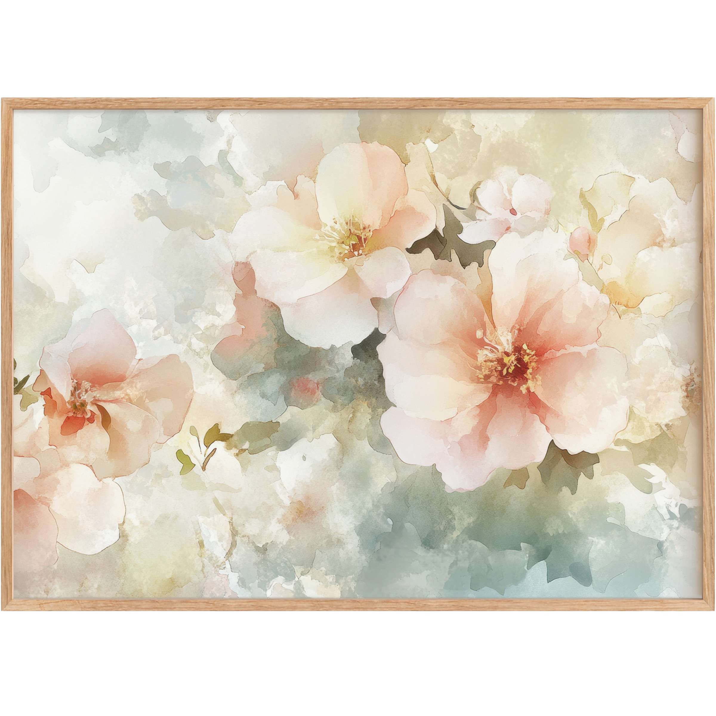 Elegant floral printable wall art in soft blush and sage tones, evoking a calming, sophisticated ambiance for refined interiors
