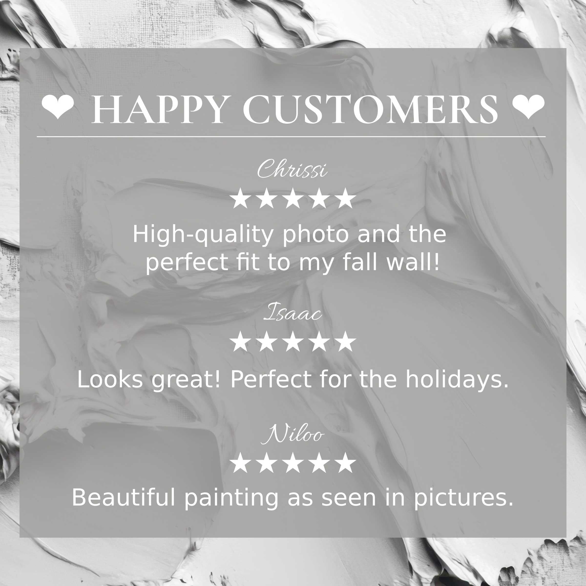 Neutral art for Frame TV with abstract white textures; happy customer reviews build trust and showcase elegance