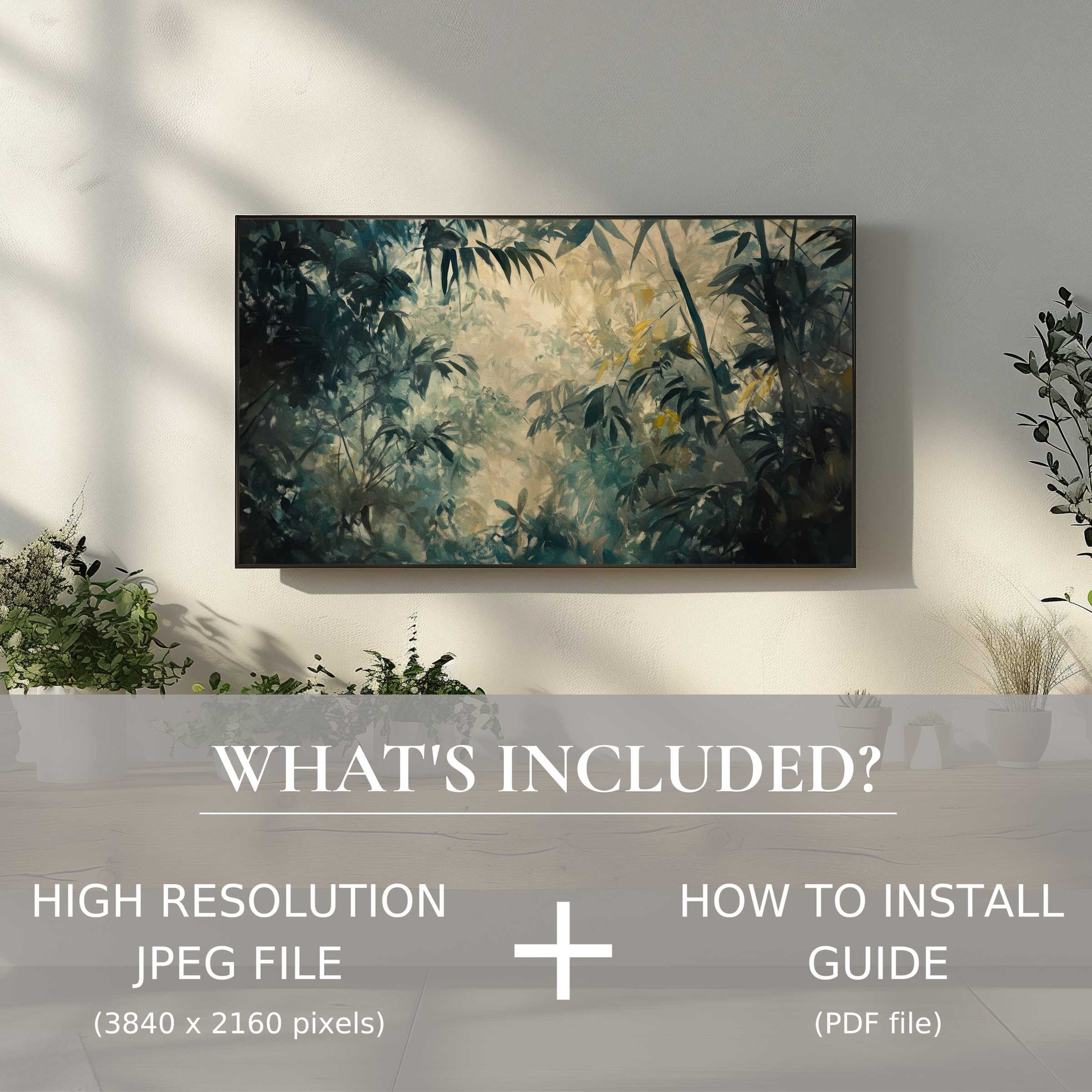 Elegant vintage digital TV art download enhances living space with easy digital use in a stylish, modern setting