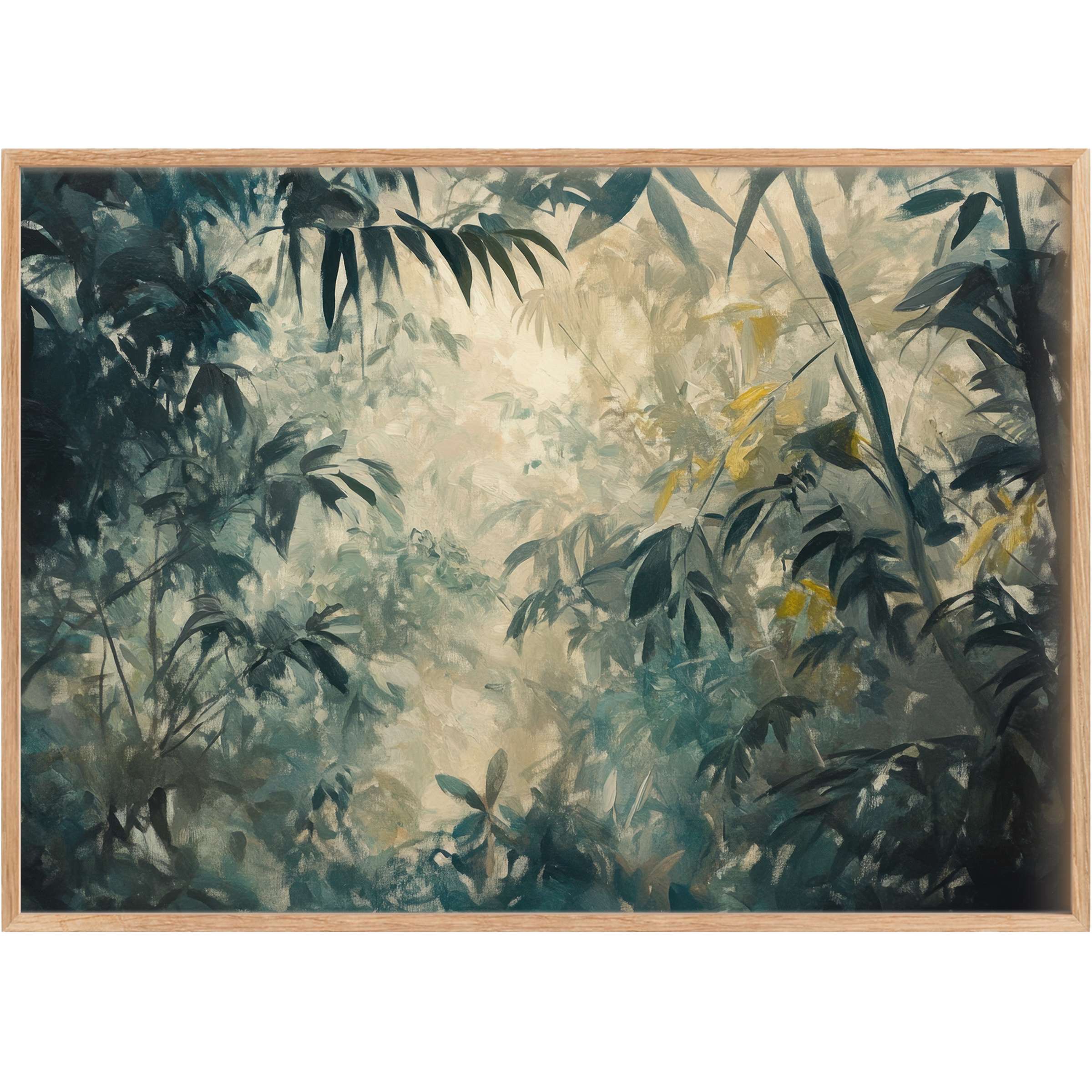 Lush vintage printable wall art with deep teal and muted gold tones, evoking a serene, timeless botanical elegance