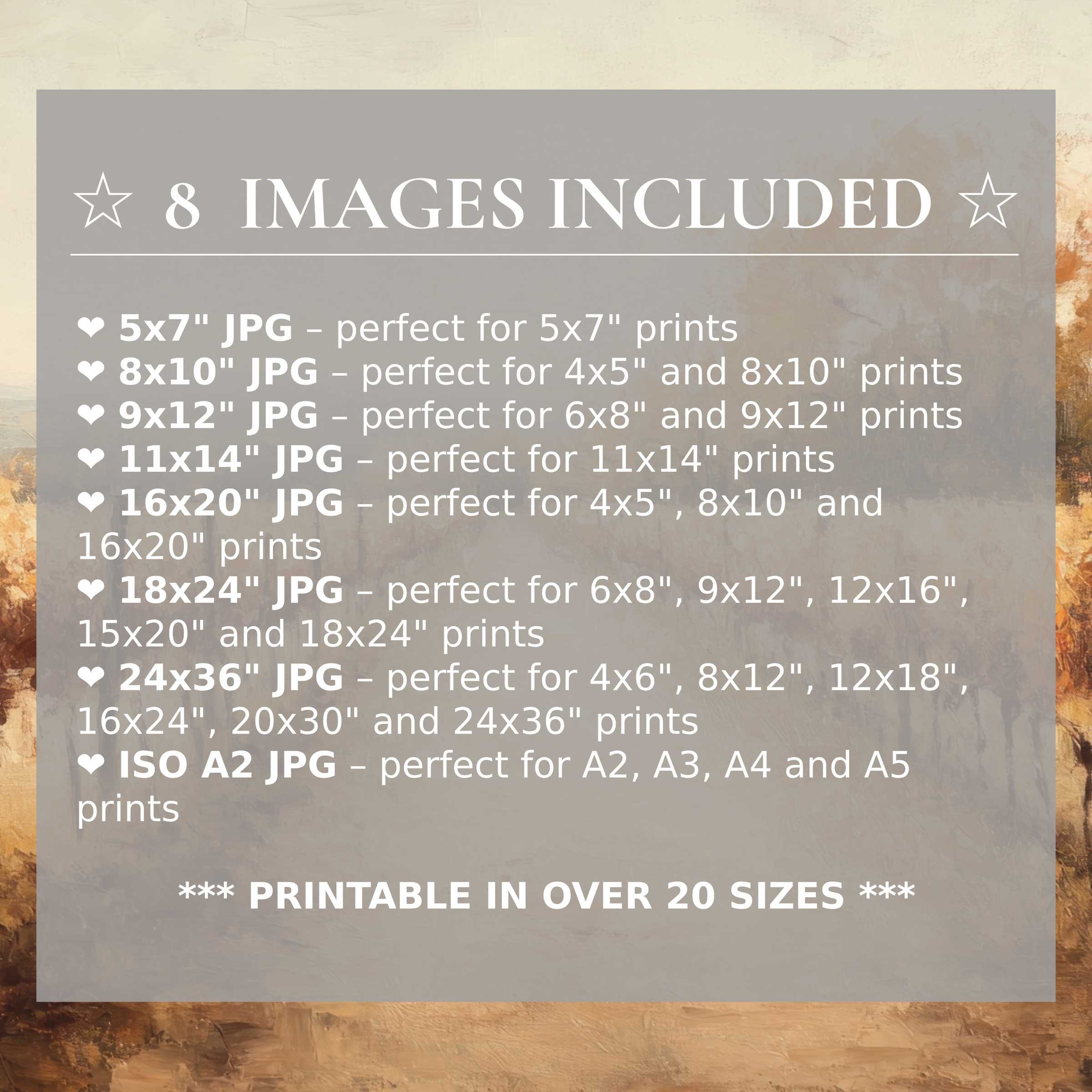 Radiant fall digital print in warm amber and soft taupe hues, elevating modern interiors with style; 8 high-quality sizes included