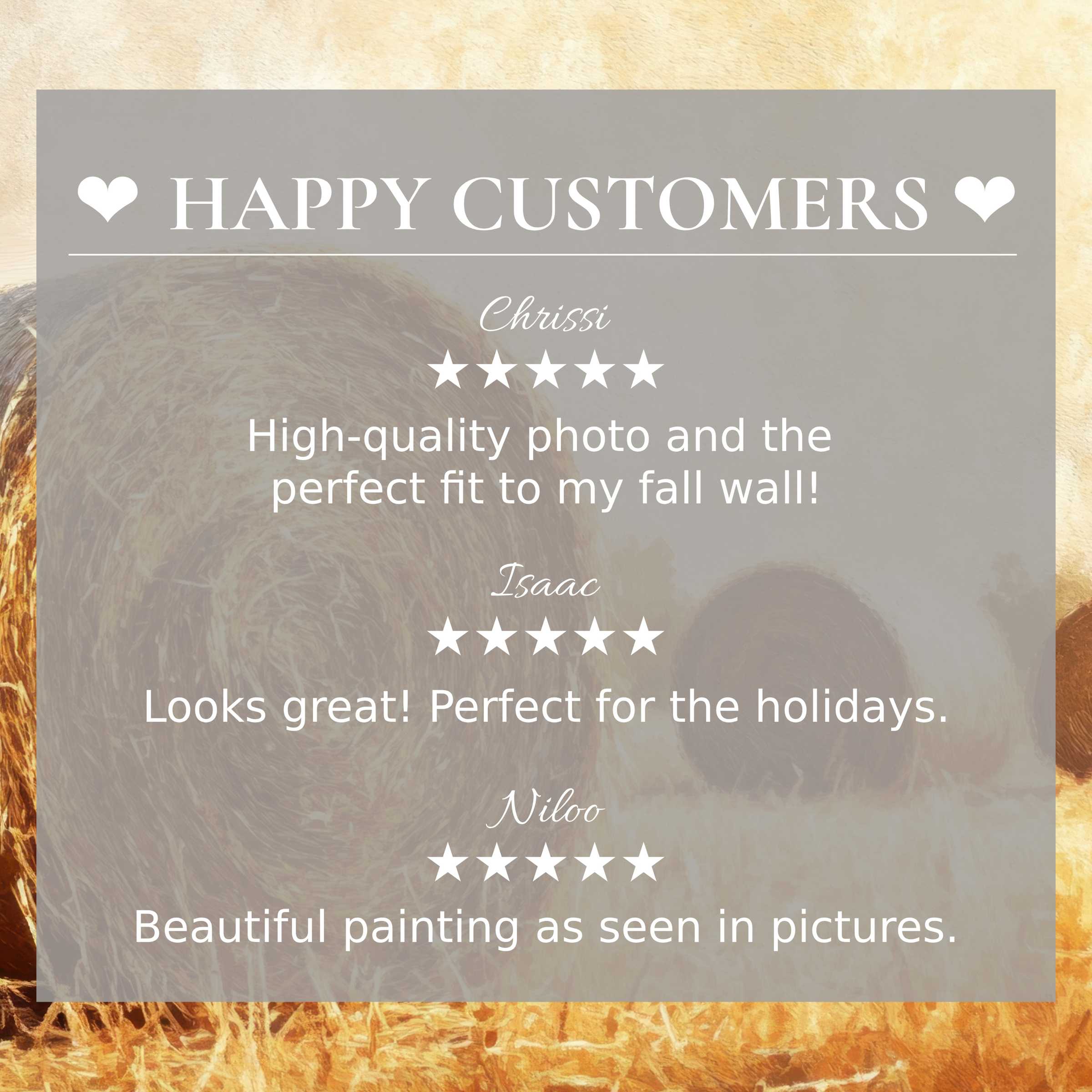 Farmhouse art for Frame TV with abstract sunset hues and positive reviews from a happy customer, showcasing trust and elegance