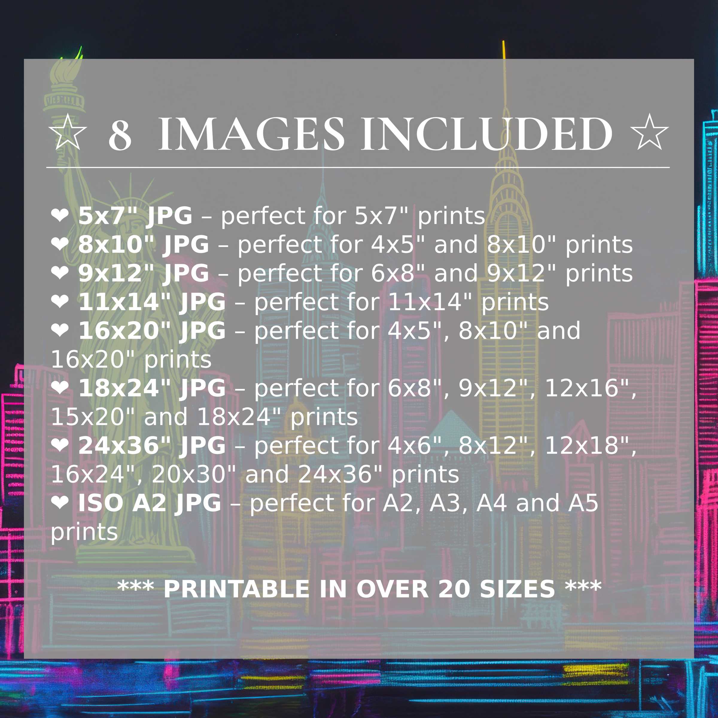 Radiant pop art digital print in electric neon hues, elevating modern interiors with bold style and 8 included high-quality sizes