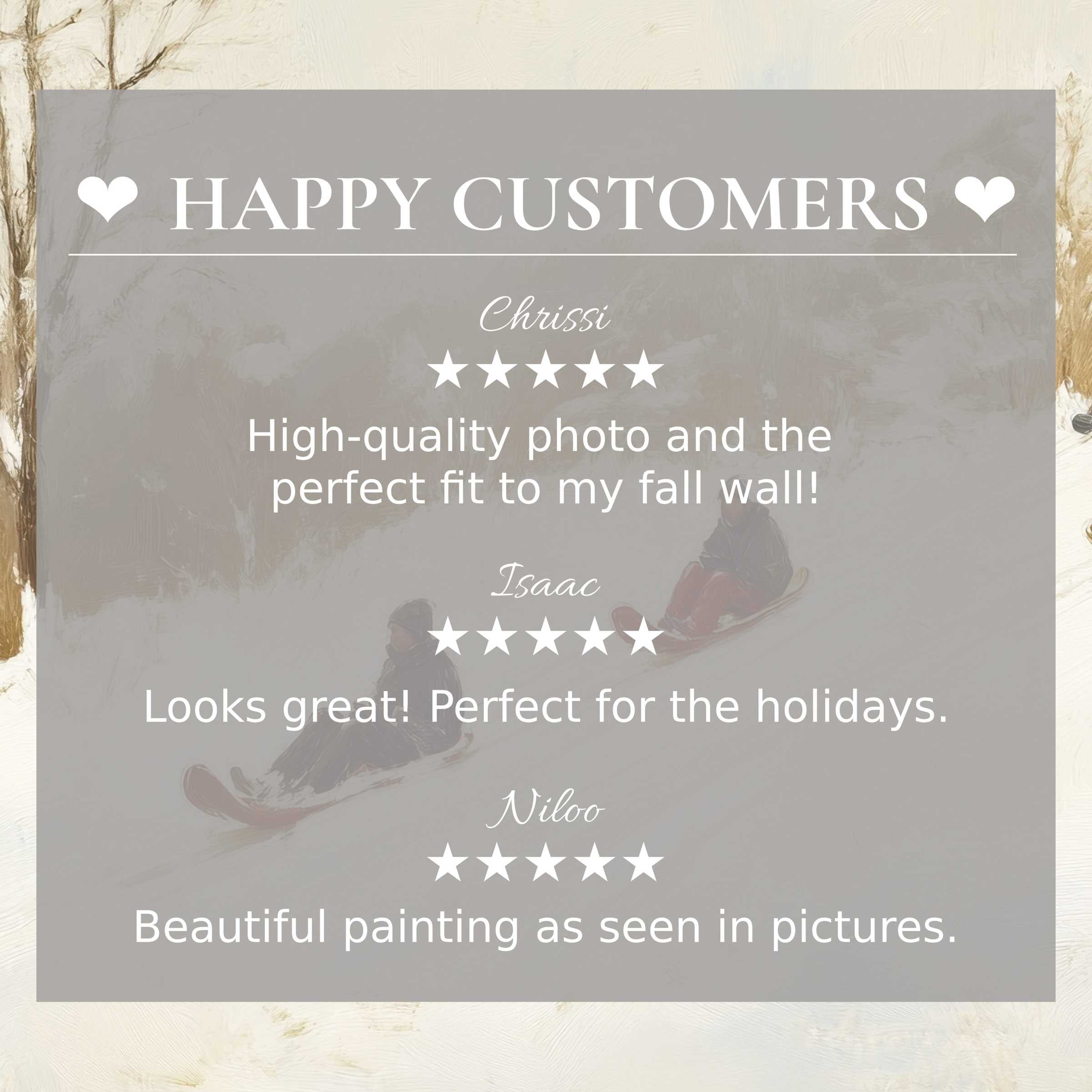 Winter art for Frame TV with abstract muted background; happy customer reviews enhance trust and elegant presentation